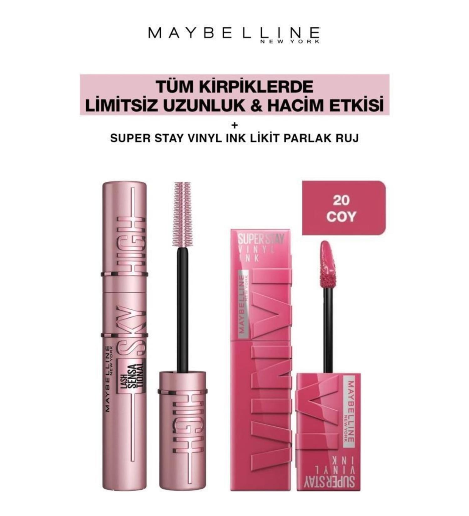 Maybelline New York Maybelline Sky High Giant Unlimited Lashes-Long Lasting Shiny Lips 20 Coy