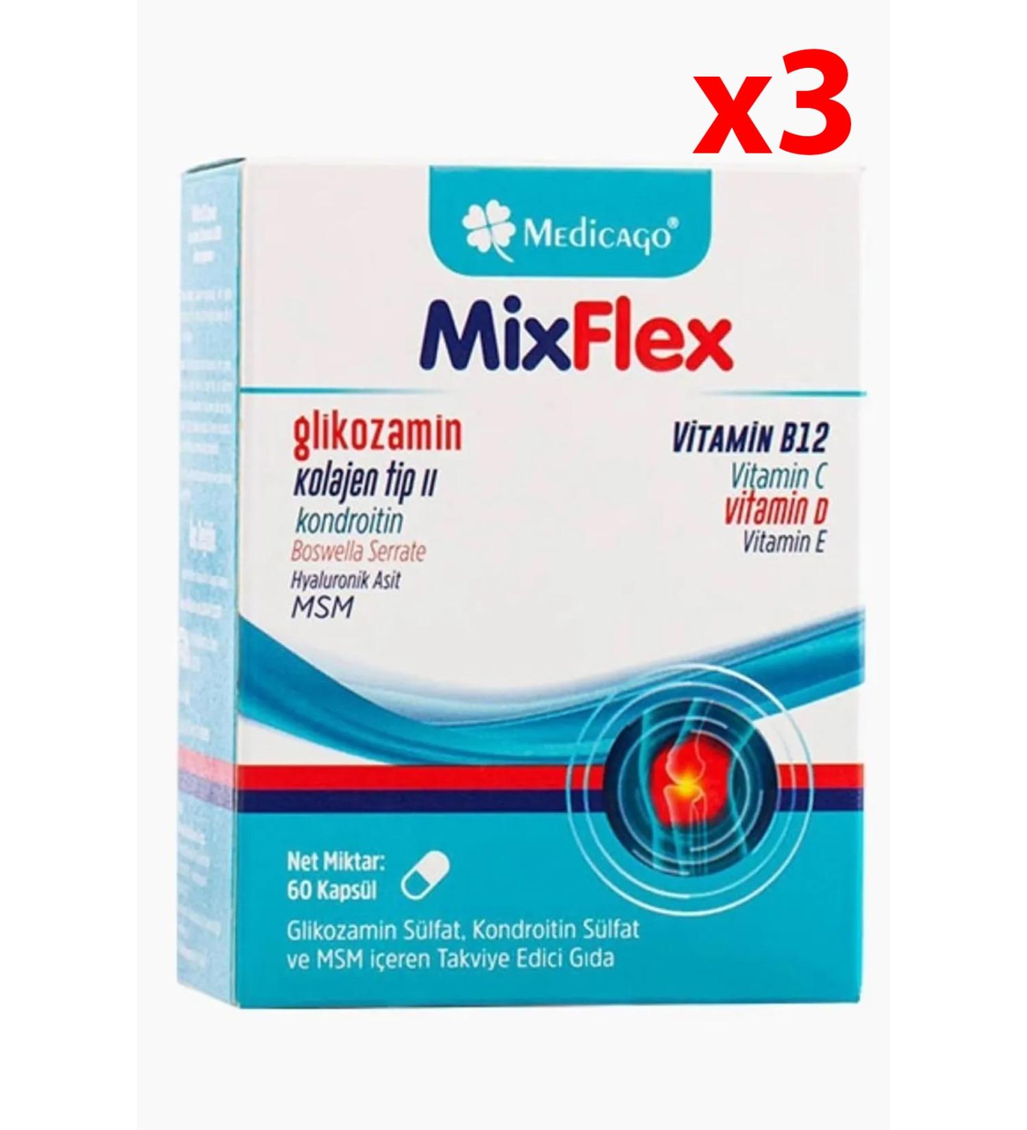 MedicaGo Mixflex Glucosamine 60 Capsules 3 Pieces