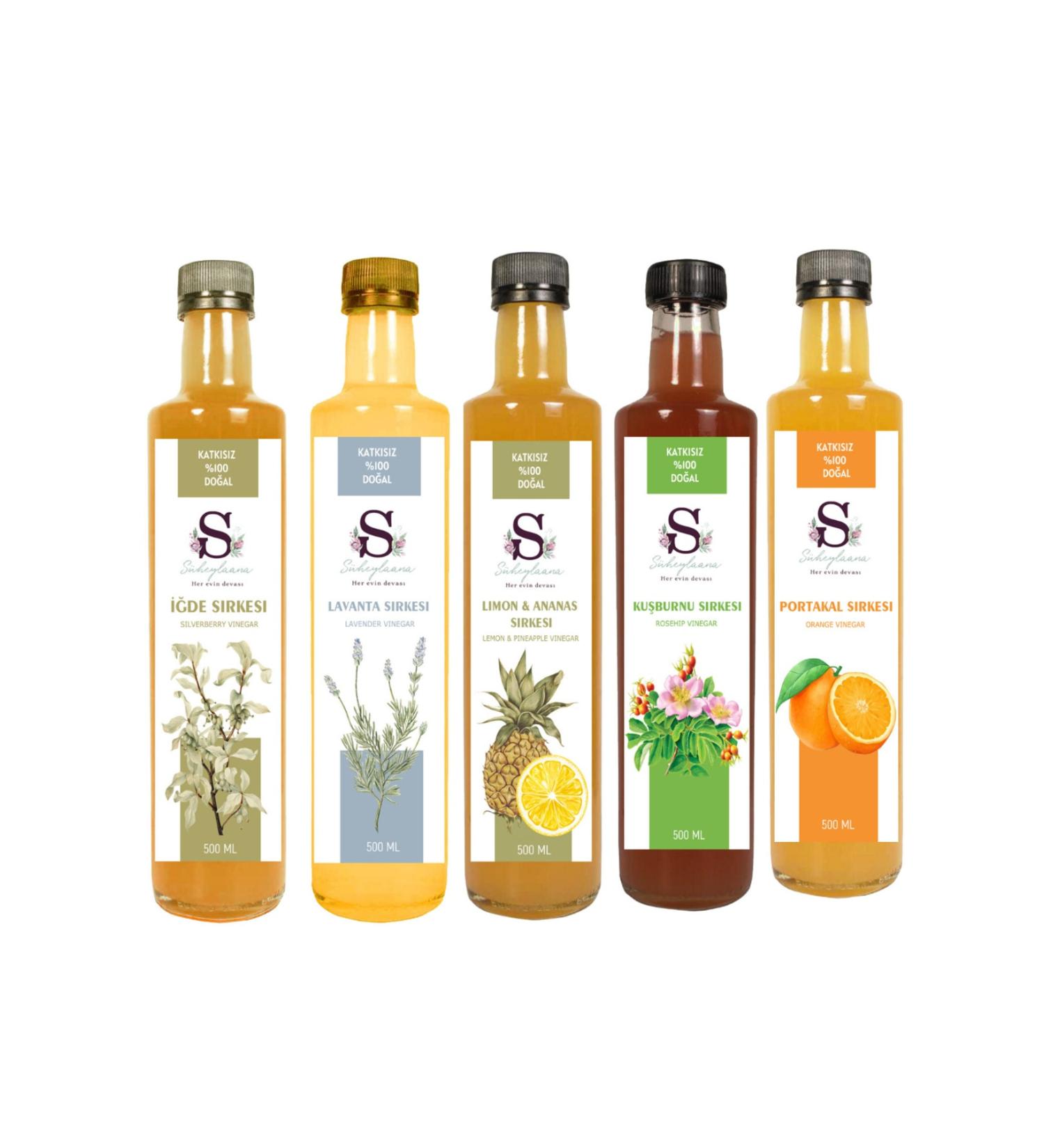 S heylaana Natural Oleaster Lavender Rosehip Lemon & Pineapple and Orange Vinegar 500 Ml