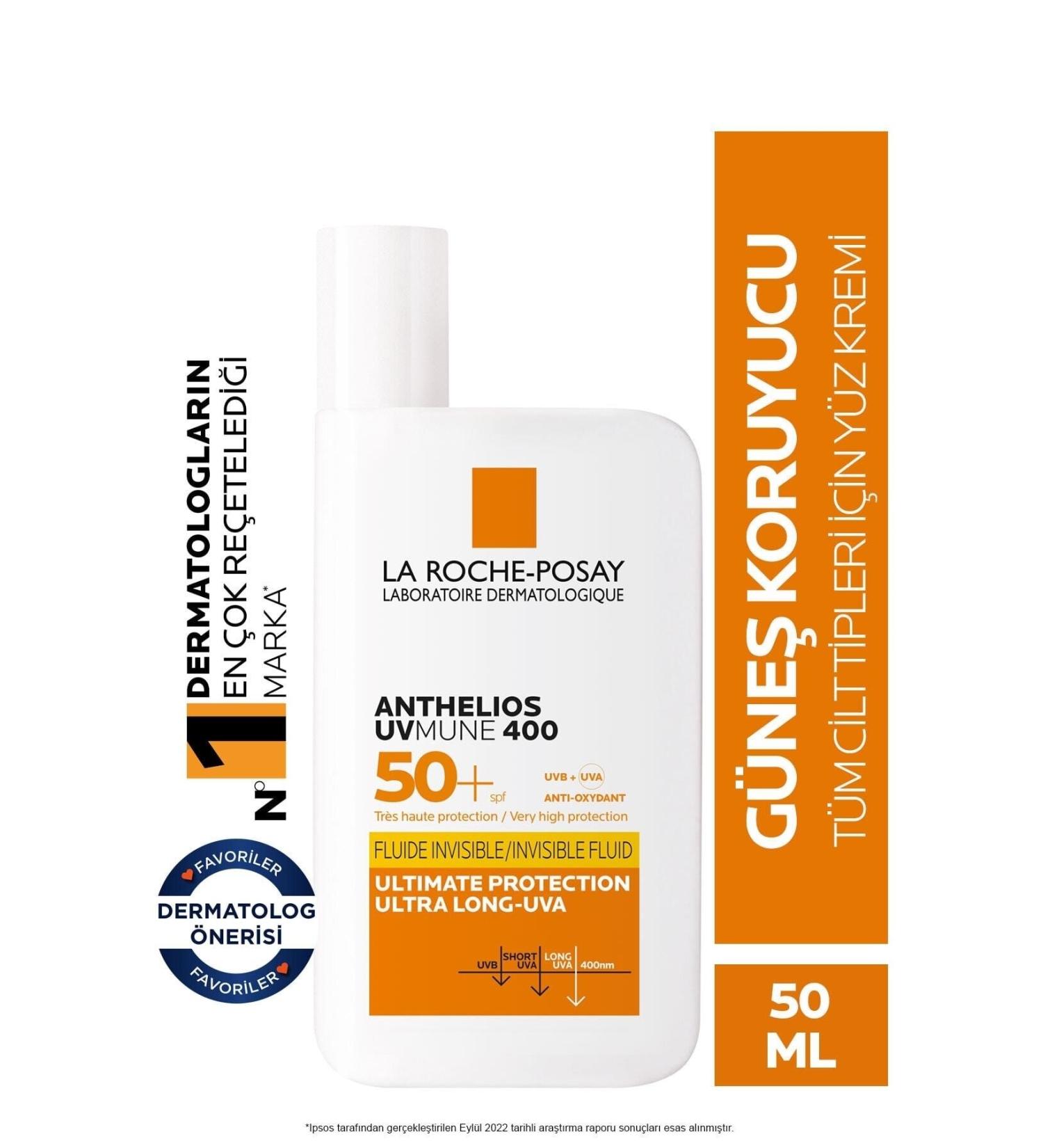 La Roche Posay High Protection Face Sun Cream for All Skin Types 50''ml....anthelios Uvmune Fluid Spf 50