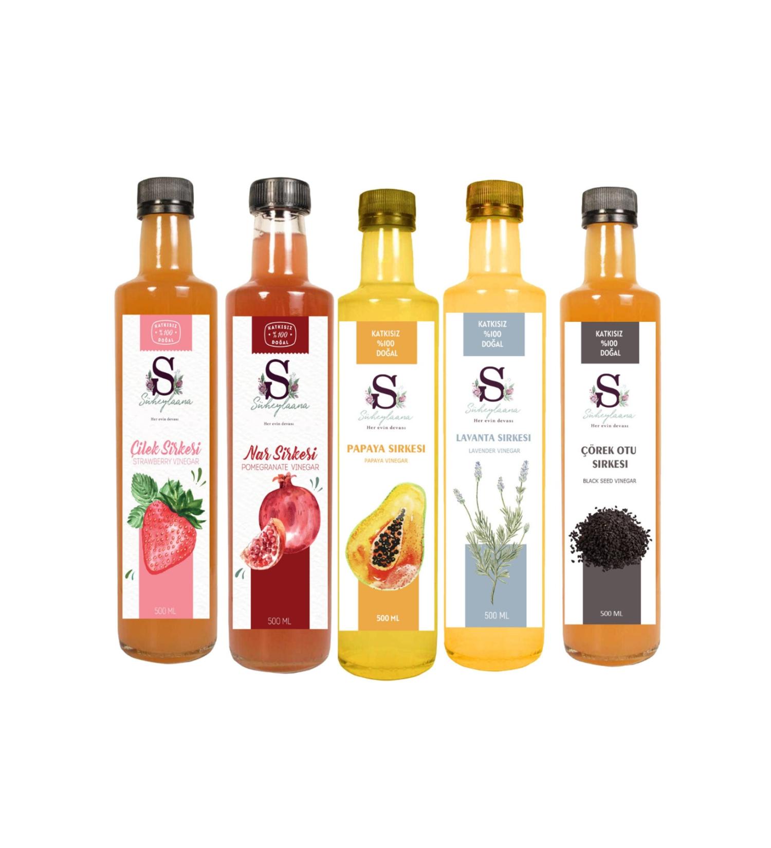 S heylaana Natural Strawberry Pomegranate Papaya Lavender and Black Cumin Vinegar 500 Ml