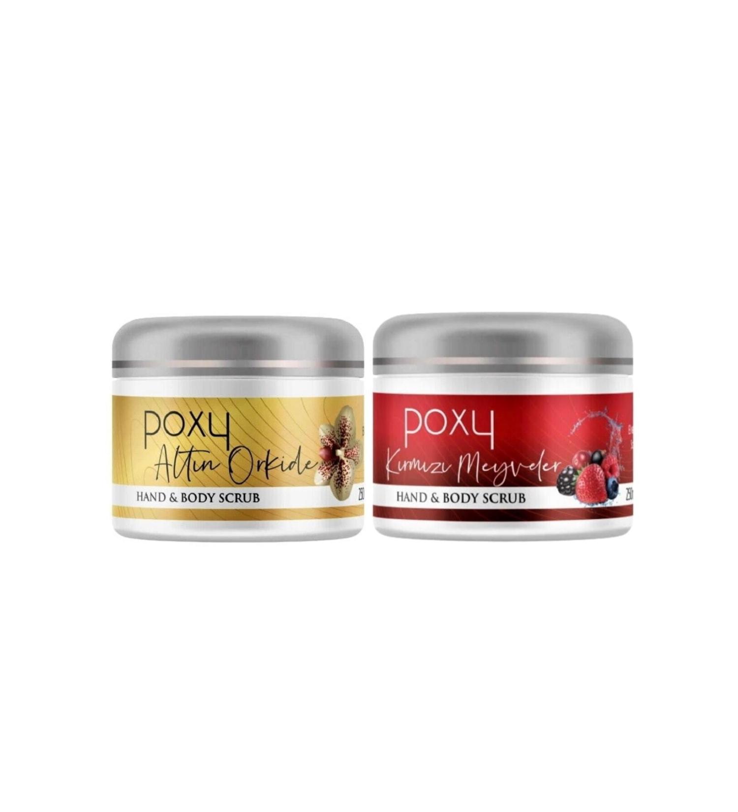 Poxy Golden Orchid Scrub (FOR INGROWTH AND INGROWN HAIR) 250 ml & Red Fruits Scrub (FOR CALLUS) 250 ml