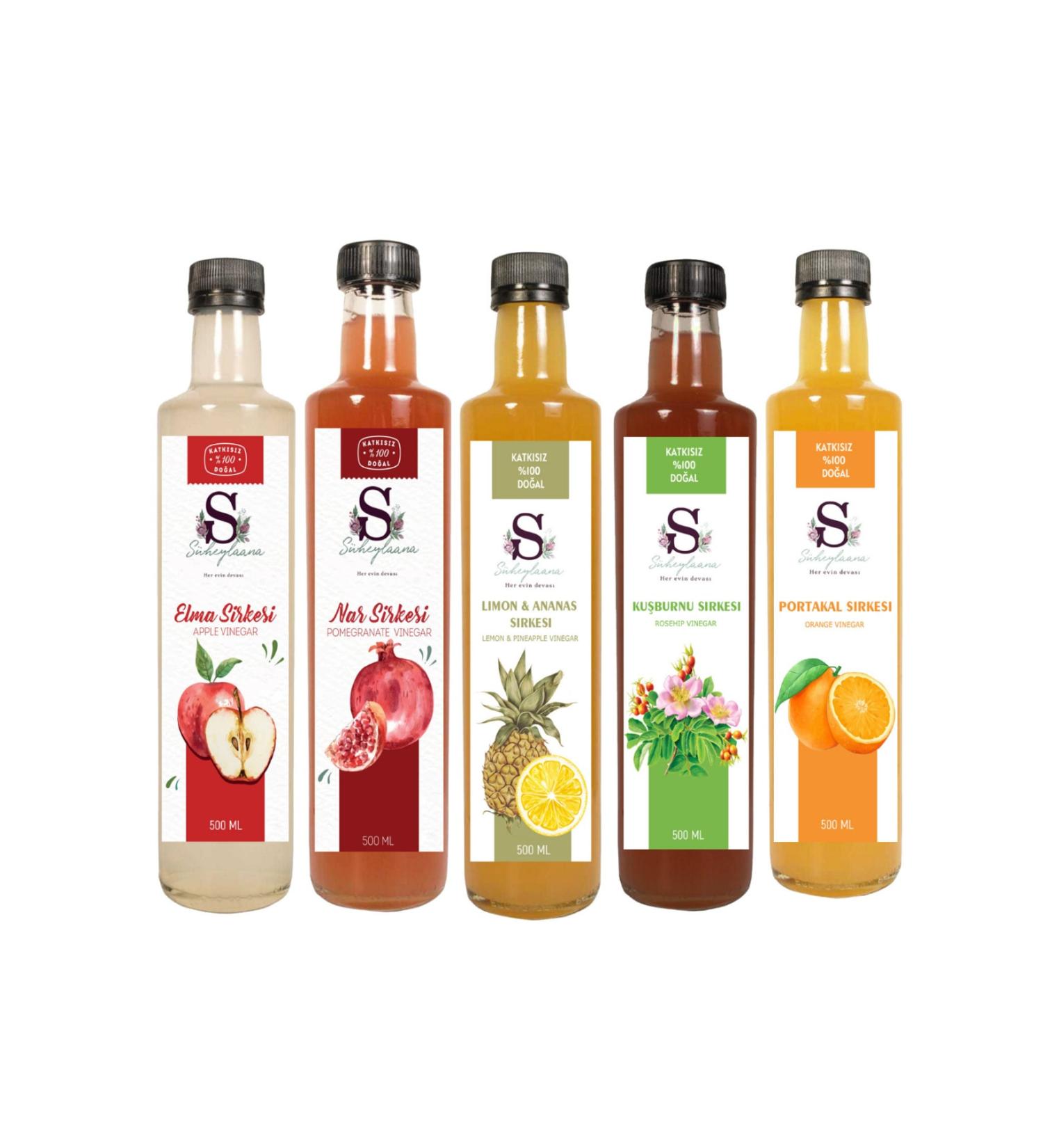 S heylaana Natural Apple Pomegranate Lemon & Pineapple Rosehip and Orange Vinegar 500 Ml