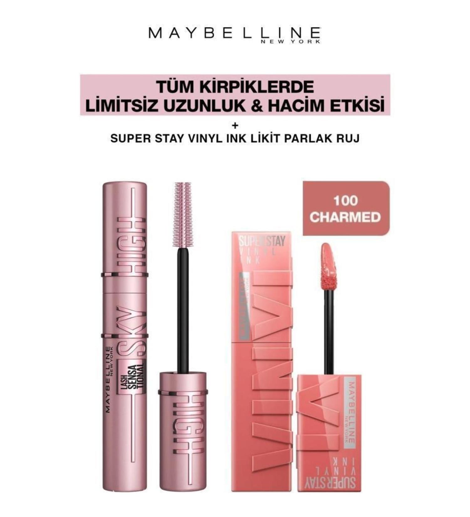 Maybelline New York Maybelline Sky High Giant Unlimited Lashes-Long Lasting Shiny Lips 100 Charmed