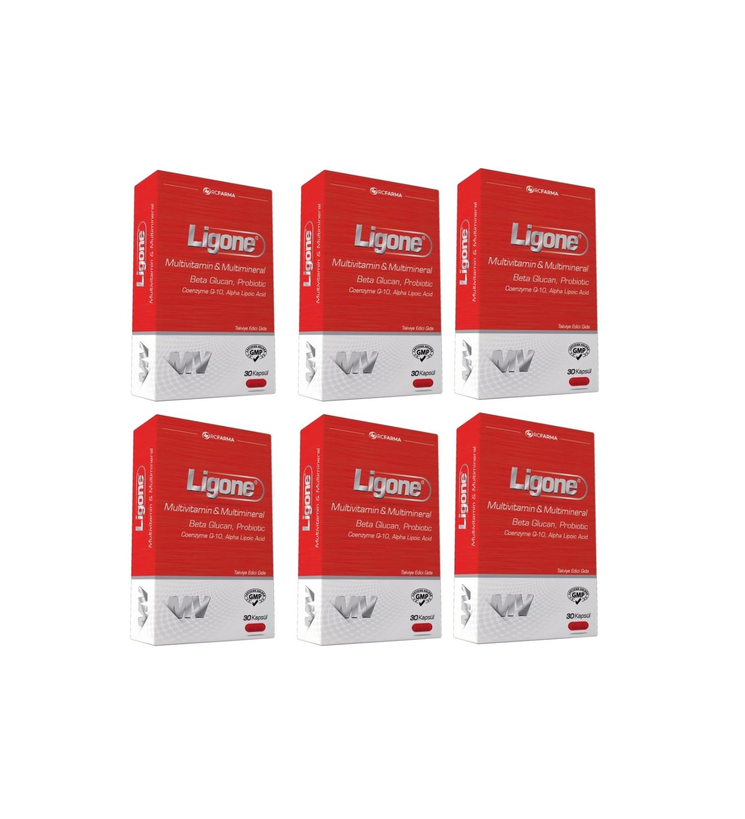 Ligone Beta-glucan Probiotic Multivitamin 30 Capsules 6x