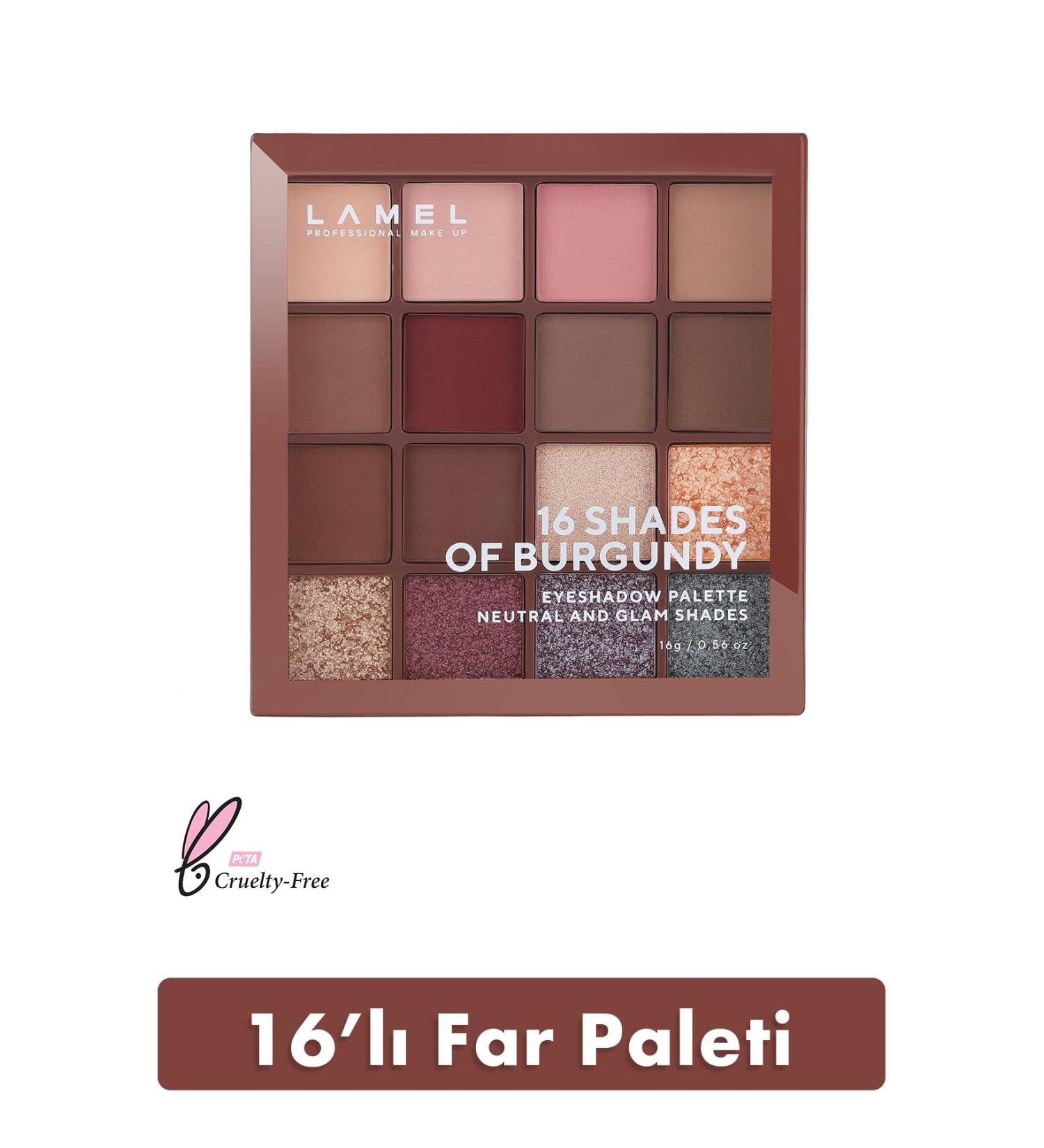 Lamel Cosmetics Lamel Eyeshadow Palette 16 Shades Of Burgundy No 16-4 - Buy Online on GoSupps.com