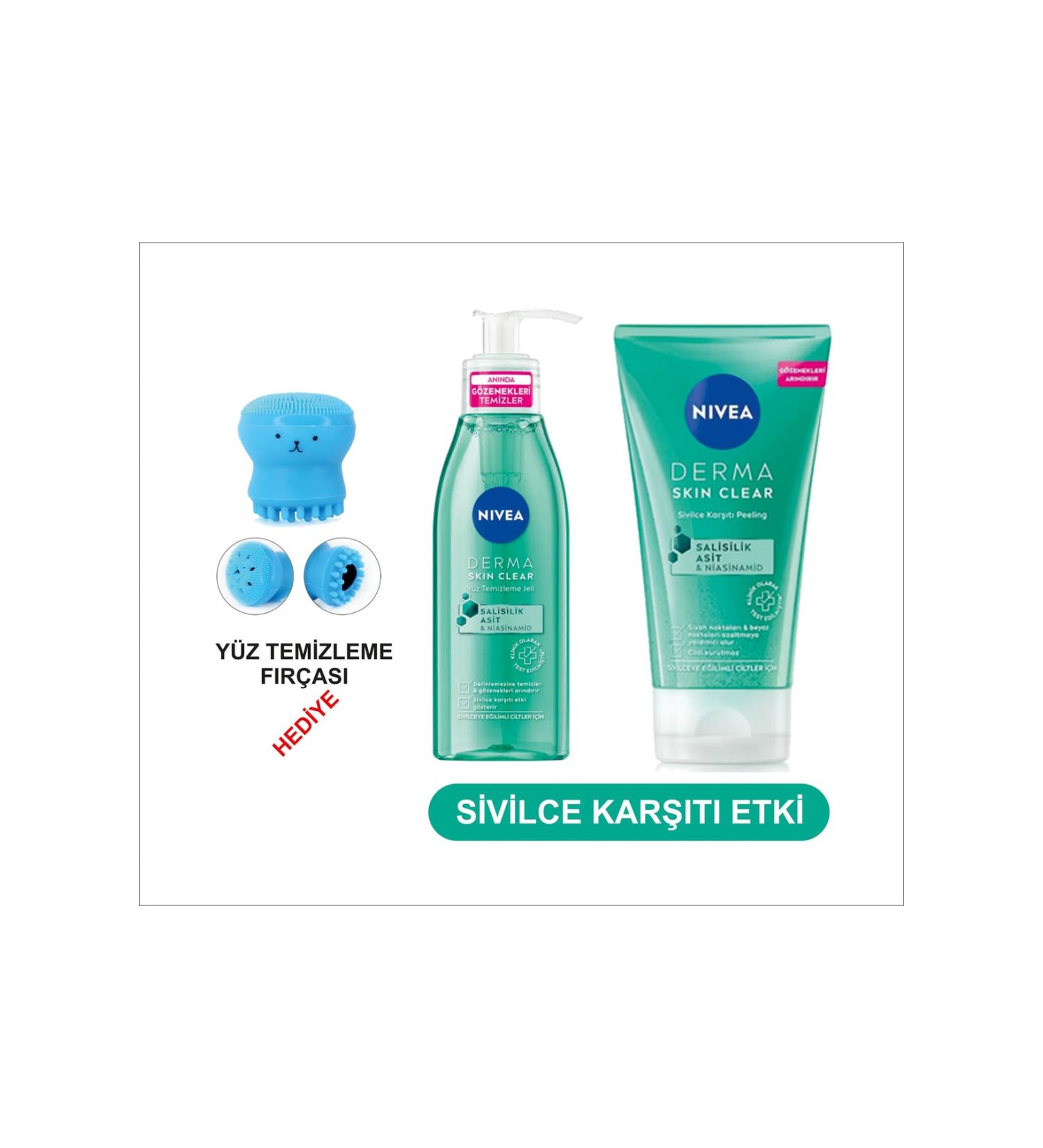 NIVEA Derma Skin Clear Anti-Acne Face Cleansing Gel 150 Ml and Tonic 200 Ml + Face Cleansing - Buy Online on GoSupps.com