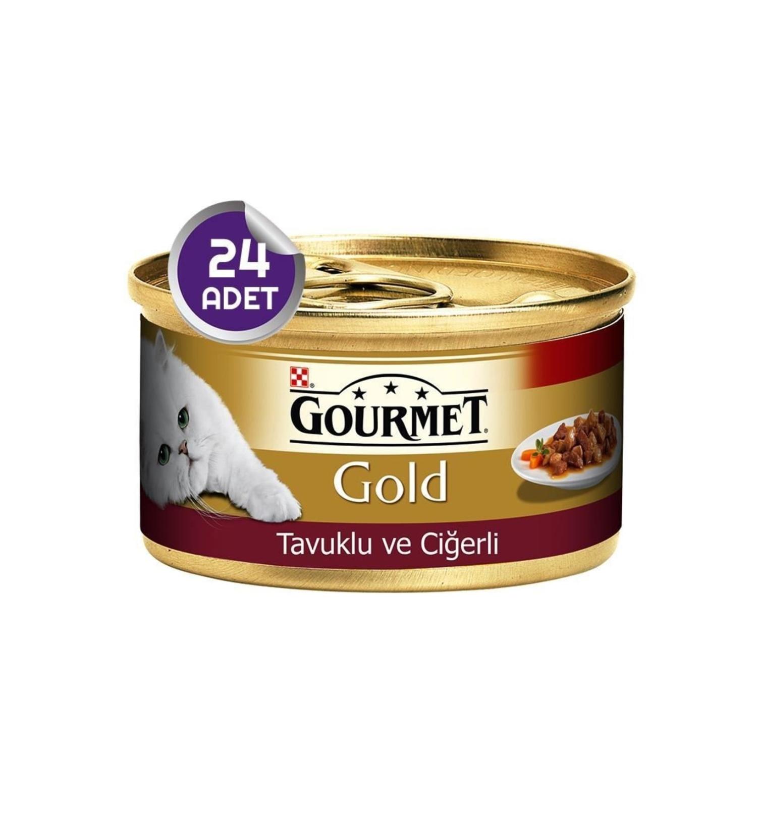 Gourmet Gold Piece Meat and Sauce Chicken Liver Cat Canned Food 85 Gr X 24 Pieces