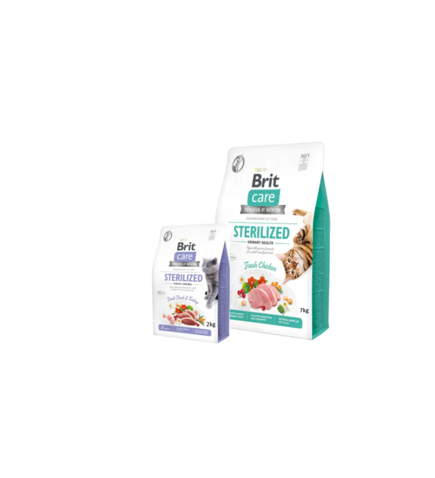 Brit Care Sterilized Urinary Chicken 7kg + sterilized Weight Control Grain-Free Duck Cat Food 2kg