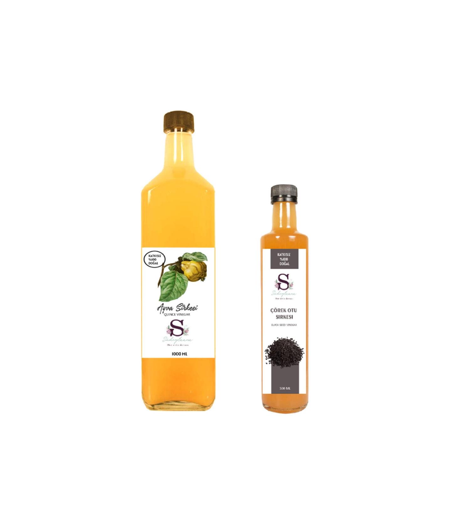 S heylaana Natural Quince Vinegar 1000 Ml - Natural Black Cumin Vinegar 500 Ml