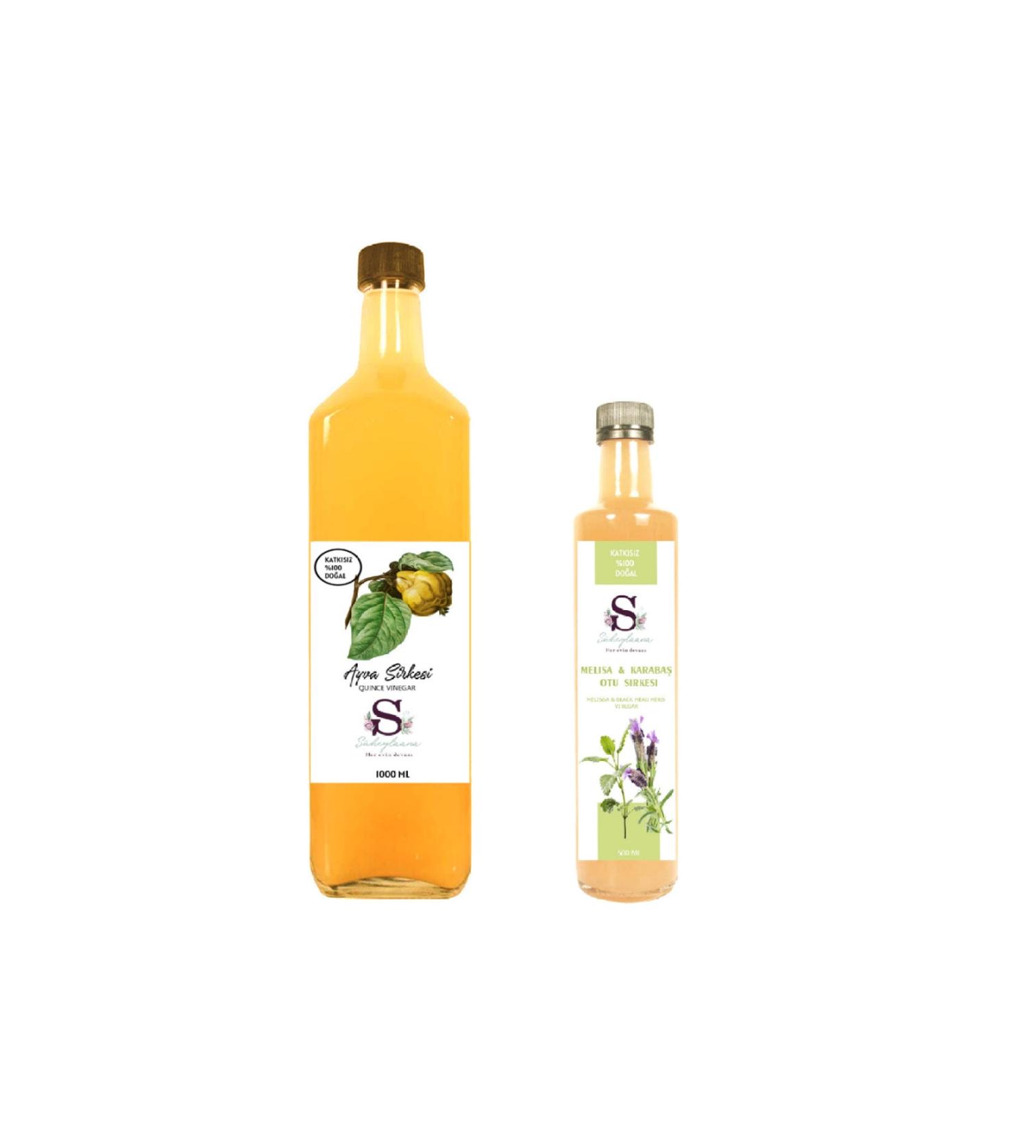 S heylaana Natural Quince Vinegar 1000 Ml - Natural Melissa & Black Pepper Vinegar 500 Ml