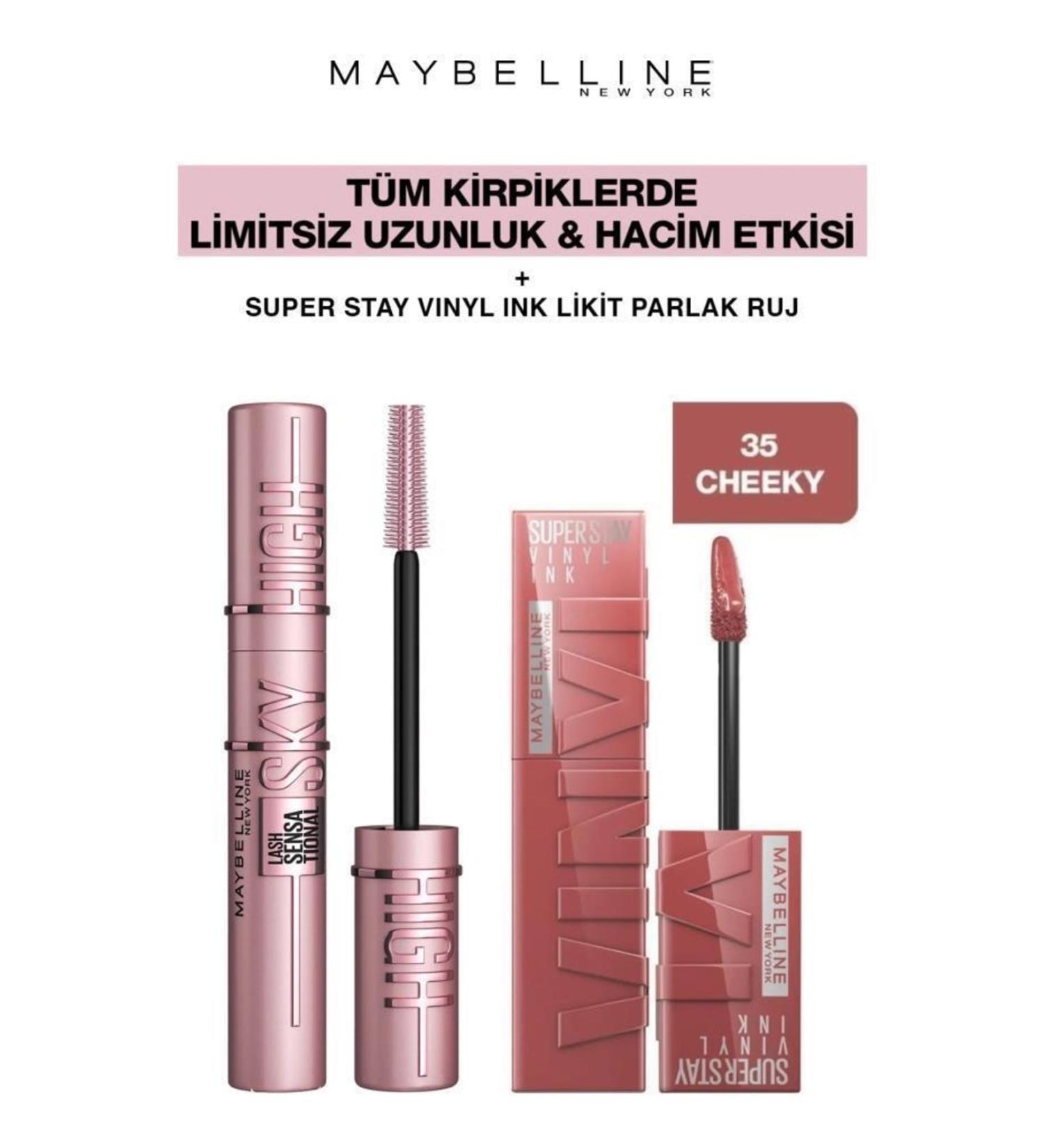 Maybelline New York Maybelline Sky High Giant Unlimited Lashes-Long Lasting Shiny Lips 35 Cheeky