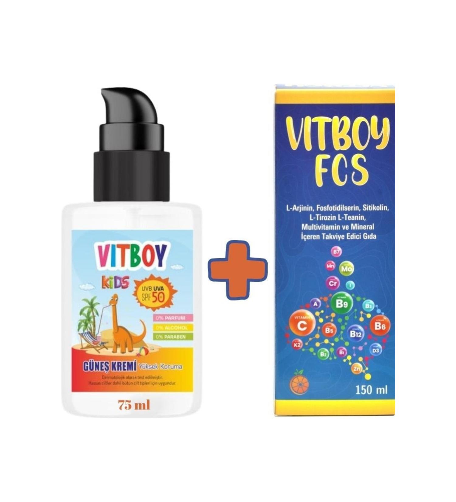 Vitboy High Protection Spf 50+ Children's Sun Cream 75 Ml - Fcs Supplementary Food 150 Ml Syrup