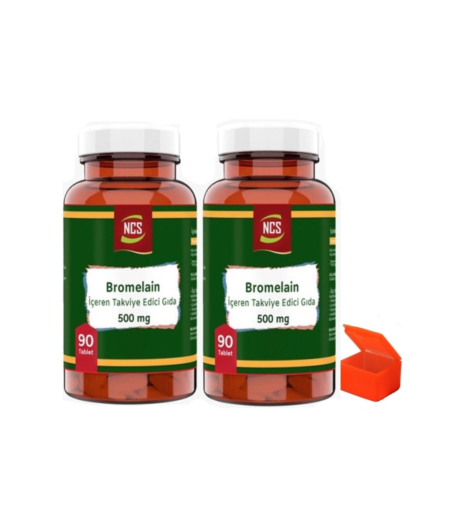 Ncs Bromelain 2 Boxes 500 Mg 180 Tablets + Pill Box - Buy Online on GoSupps.com