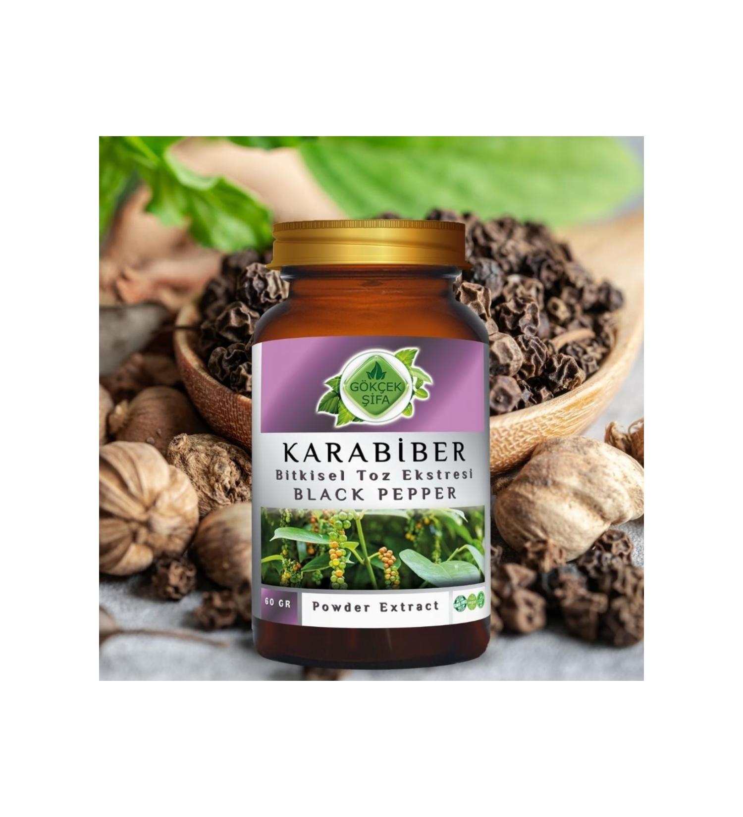Gokcek Healing Black Pepper Powder Extract 60 Gr. Glass Jar
