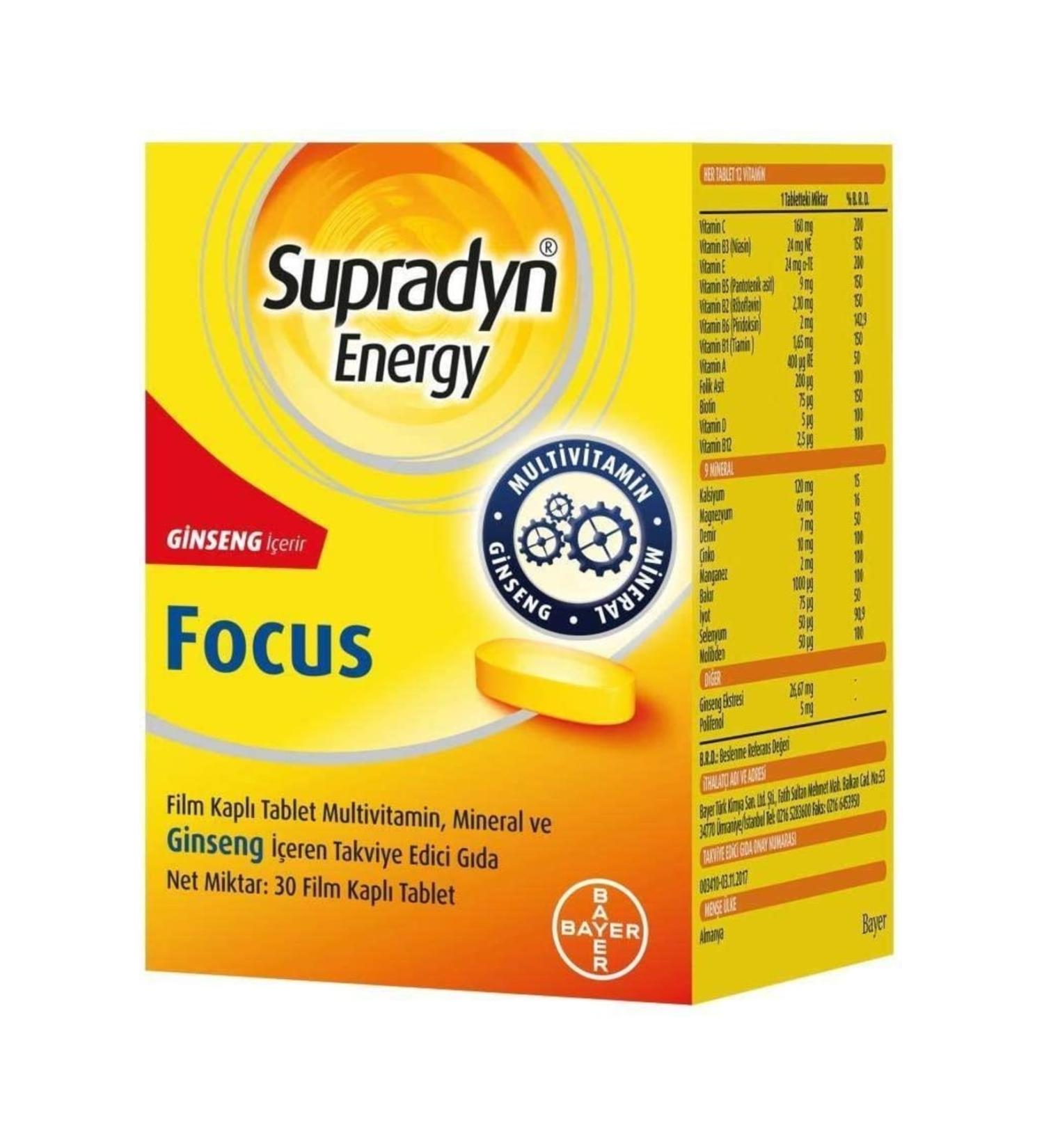Supradyn Energy Focus 30 Film Coated Tablets 1 Pack