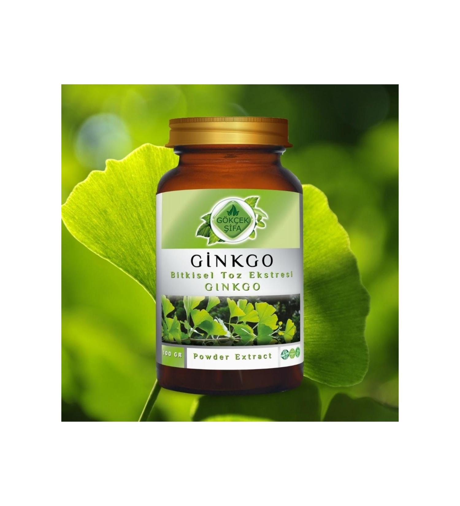 Gokcek Healing Ginkgo Powder Extract 100 Gr. Glass Jar