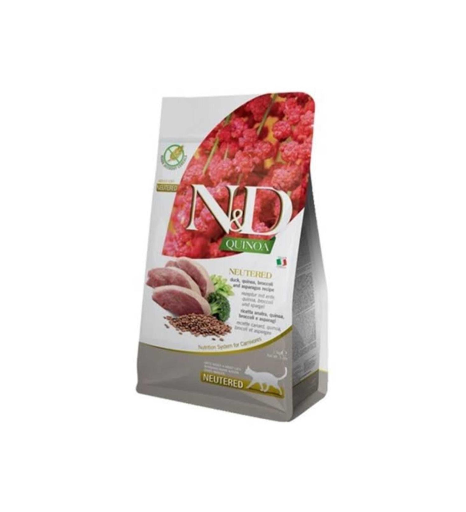 N & D Neo Pet Market Nd Quinoa Neutered Duck Quinoa Flavored Neutered Cat Food 1.5 Kg Skin and Fur Health