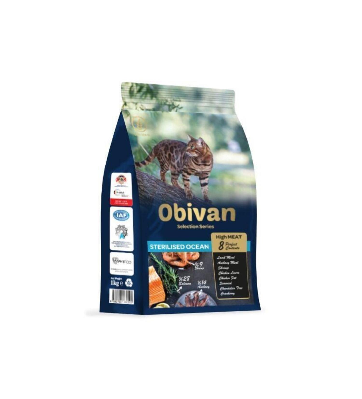 obivan Low Grain Ocean Sterilized Cat Food 1 Kg X 3 Pieces - Buy Online on GoSupps.com