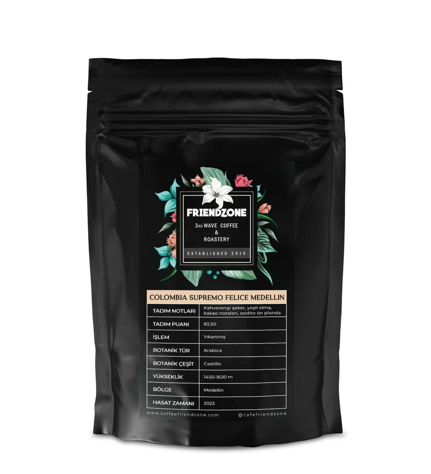 Friendzone 3rd Wave Coffee & Roastery Colombia Felice Medellin Espresso Bean Coffee 1000 Gr