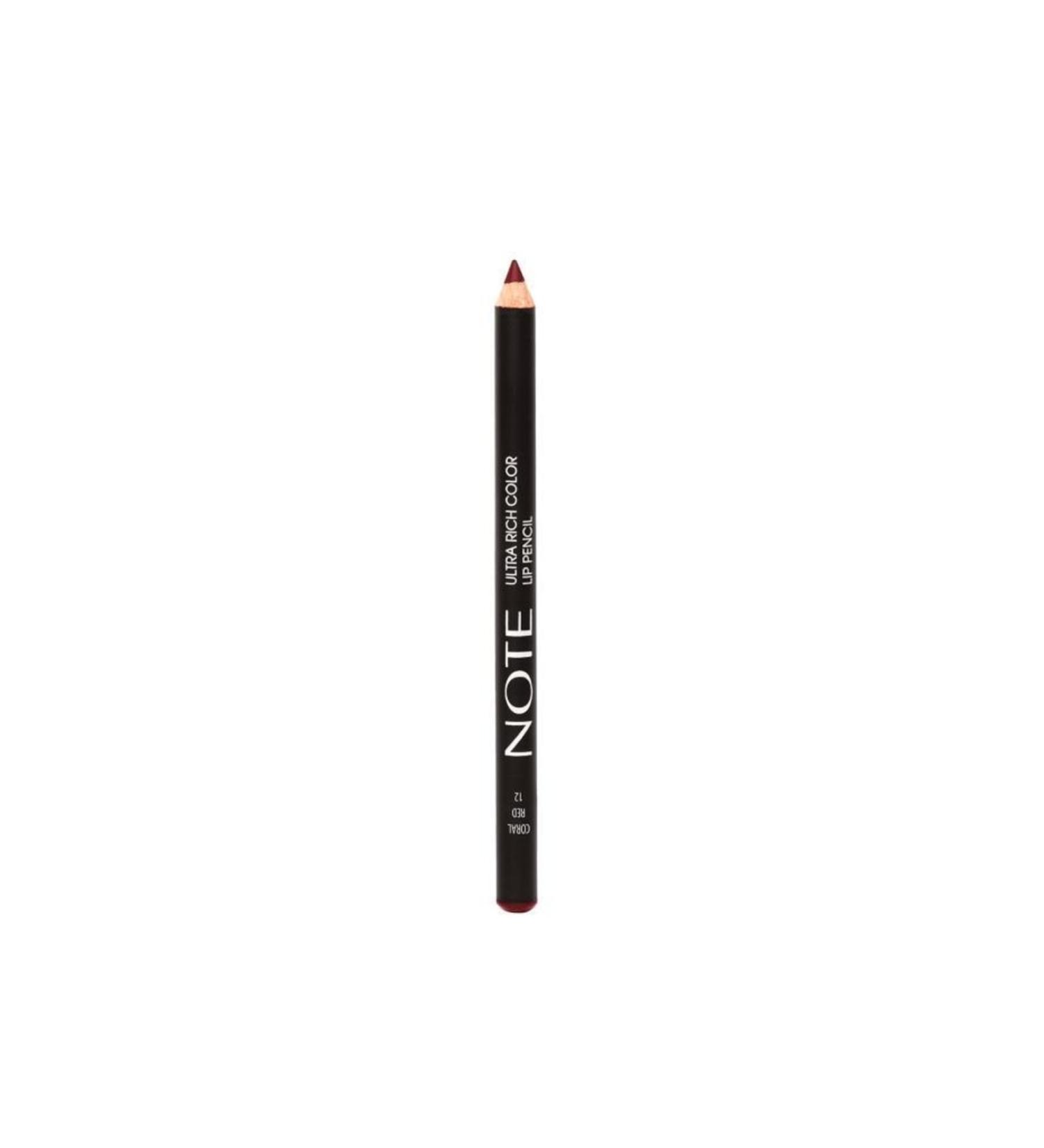 Note Cosmetics Ultra Rich Color Lip Pencil 12 Coral Red