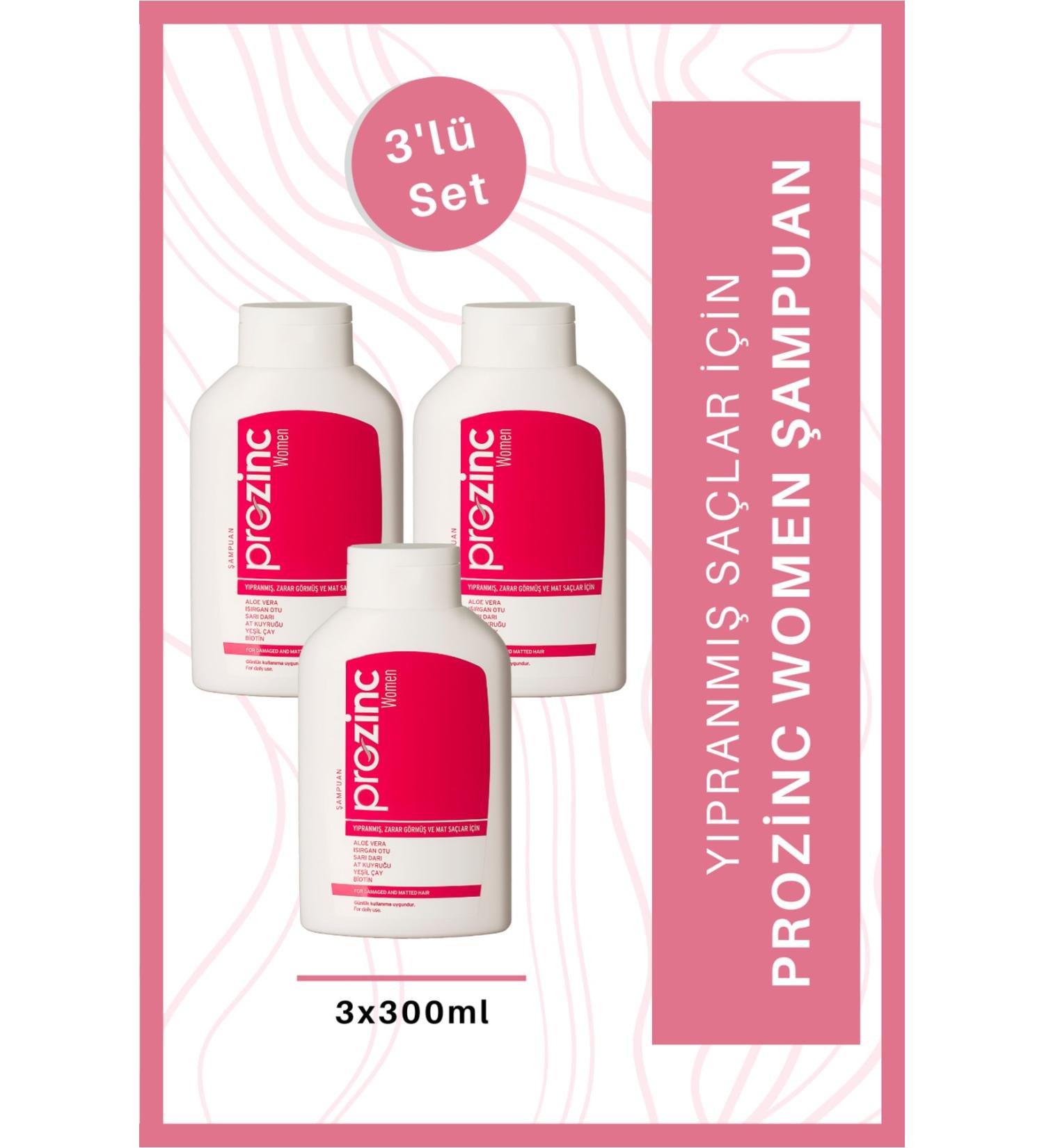 Prozinc Women Shampoo for Damaged and Processed Hair 3x300 Ml. - Buy Online on GoSupps.com