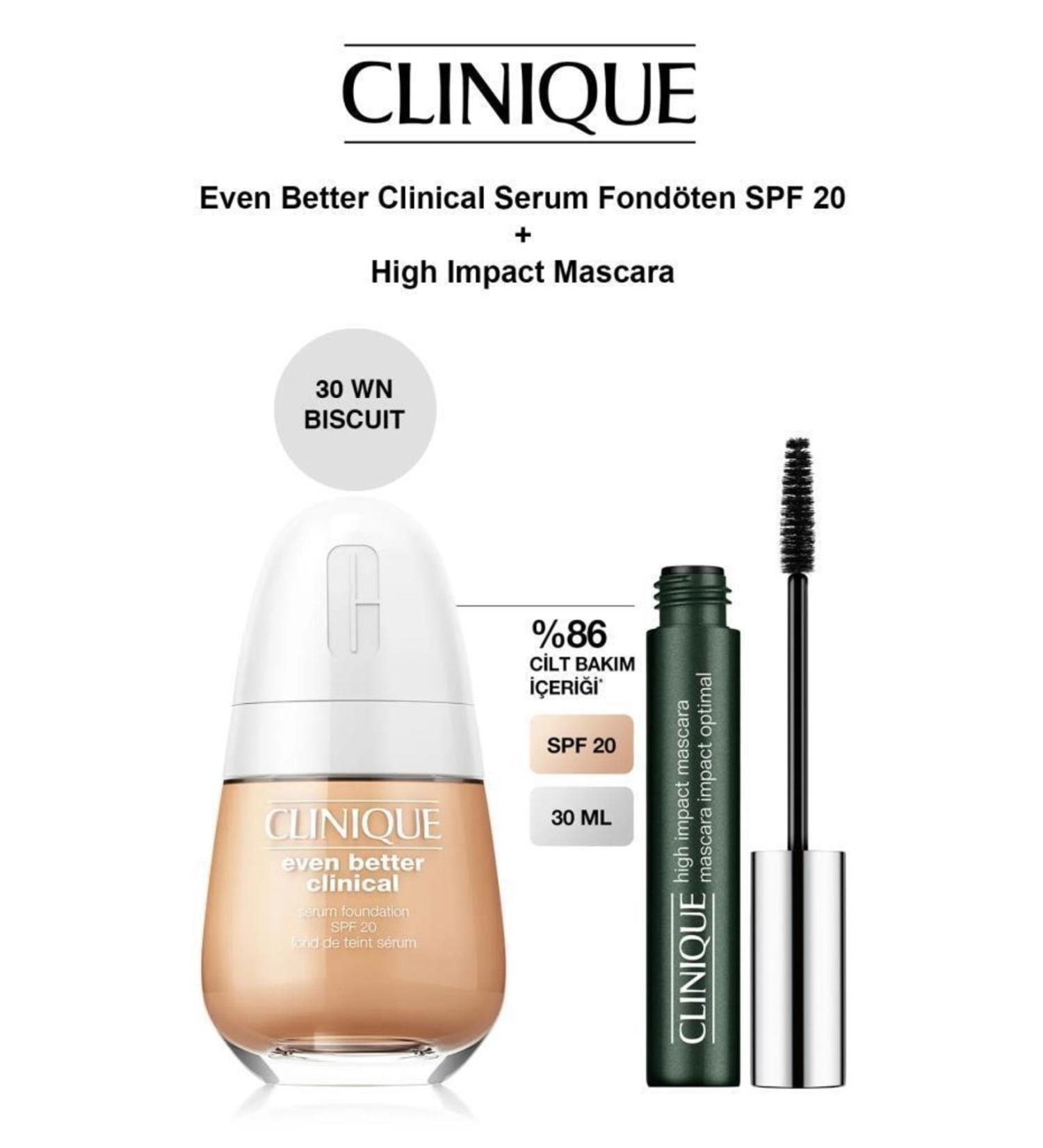 Clinique Even Better Clinical Serum Foundation Wn30 Nbiscuit-High Impact Mascara Set