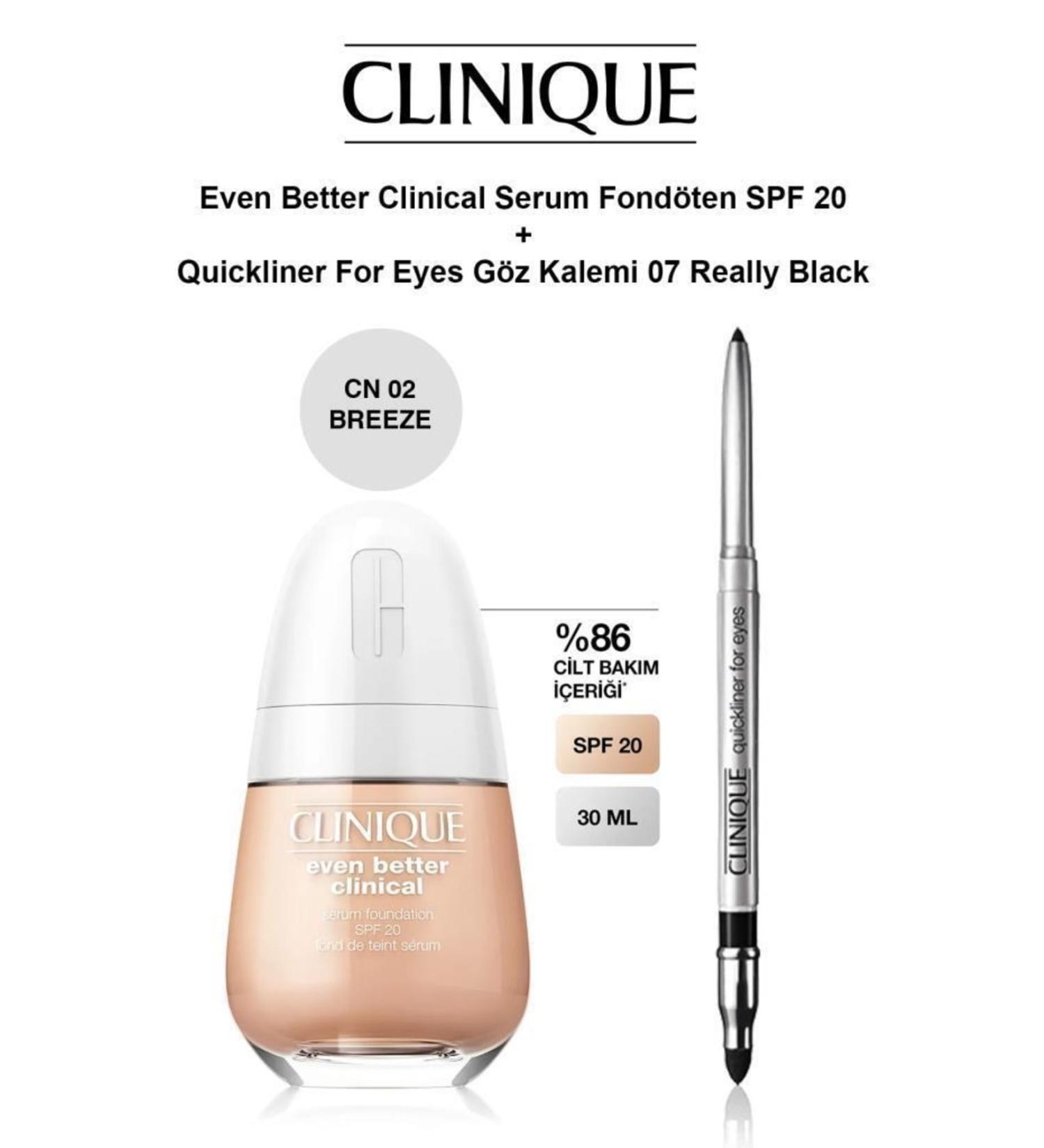 Clinique Even Better Clinical Serum Foundation Cn02 Breeze-quickliner 07 Really Black Makeup Set
