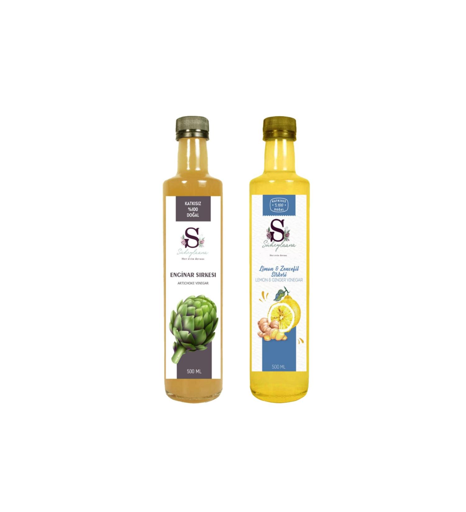 S heylaana Natural Artichoke Vinegar 500 Ml - Natural Lemon & Ginger Vinegar 500 Ml
