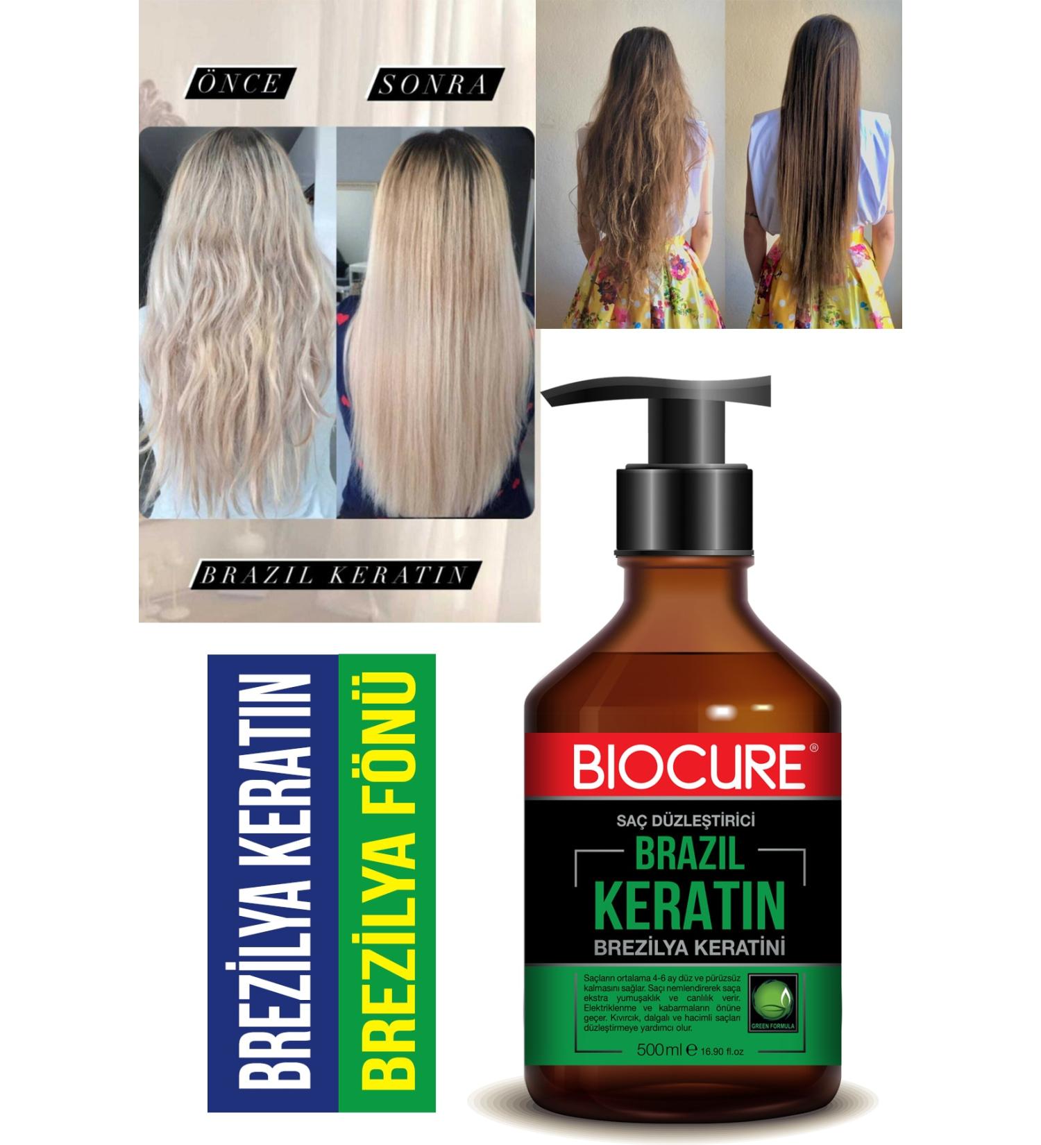 Biocure Hair Straightener Keratin Care Brazilian Blow Dry for Curly Wavy and Voluminous Hair 500ml - Buy Online on GoSupps.com