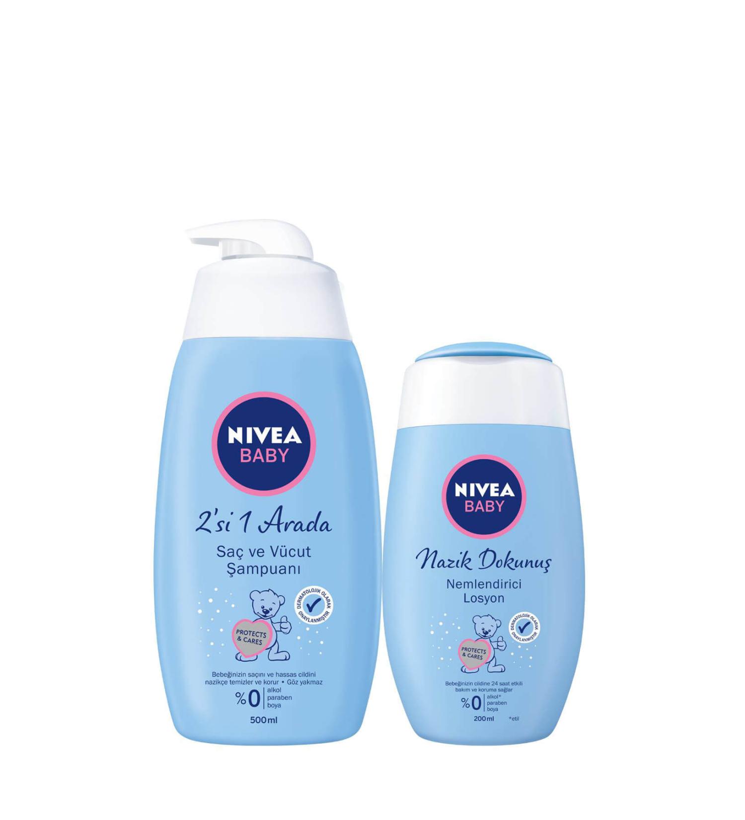 NIVEA Hair and Body Shampoo Baby 500 ml + Baby Lotion Moisturizing 200 ml