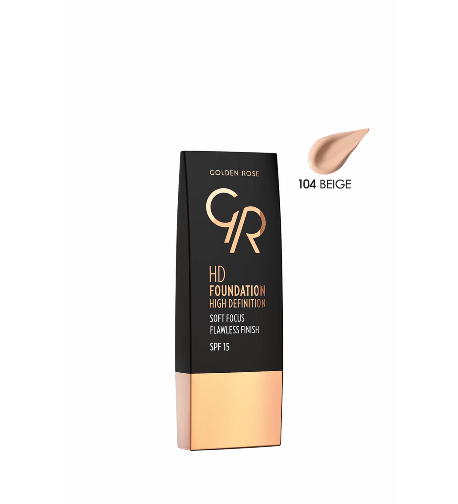 Golden Rose Foundation - HD Foundation High Definition 104 Beige 8691190832544