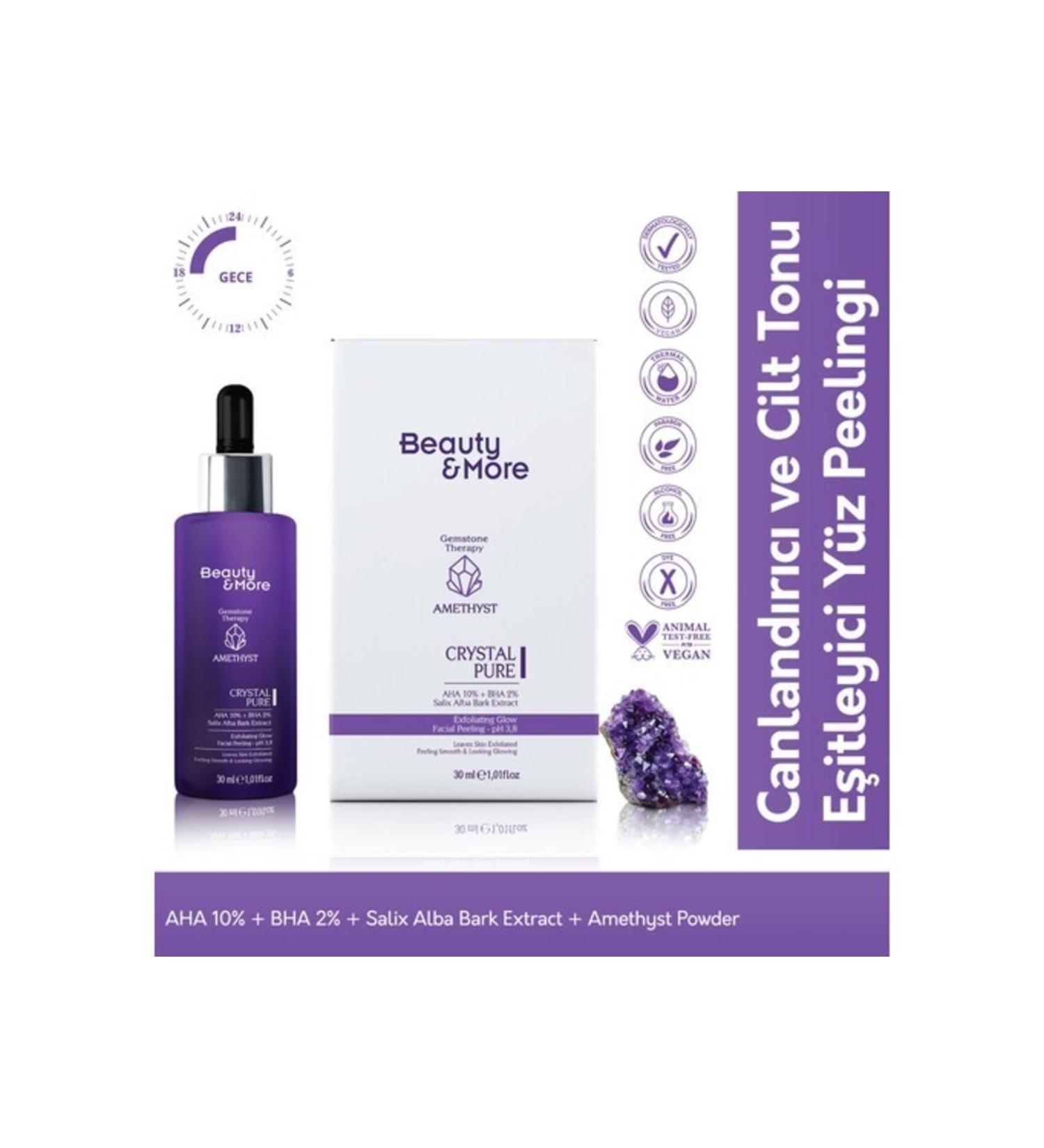 BeautyandMore Beauty&more Amethyst Crystal Pure Revitalizing and Skin Tone Equalizing Facial Peeling 30 Ml Aha 10% + B - Buy Online on GoSupps.com