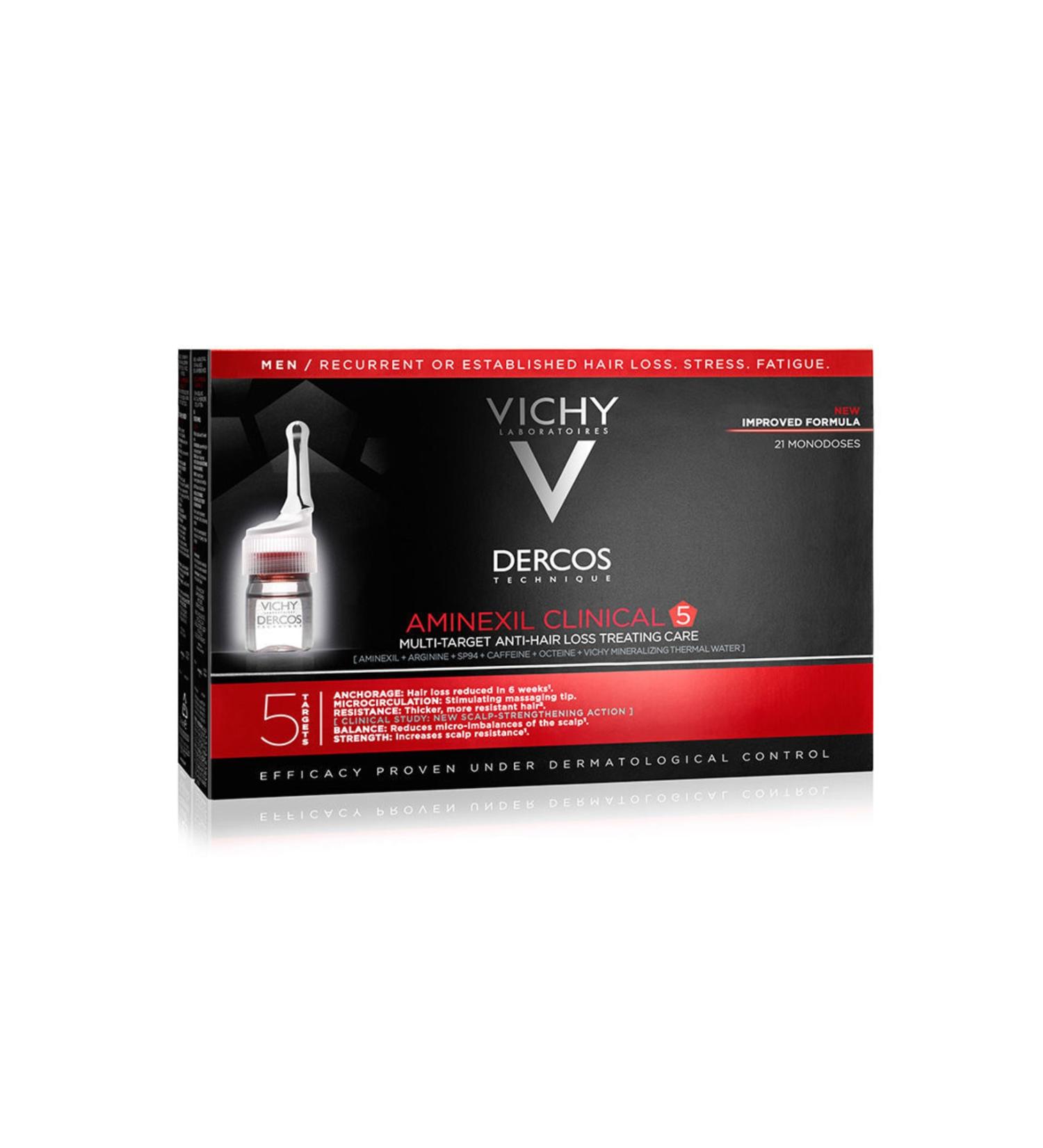 Vichy Dercos Aminexil Clinical 5 21x6ml - Anti Hair Loss Serum for Men - Buy Online on GoSupps.com