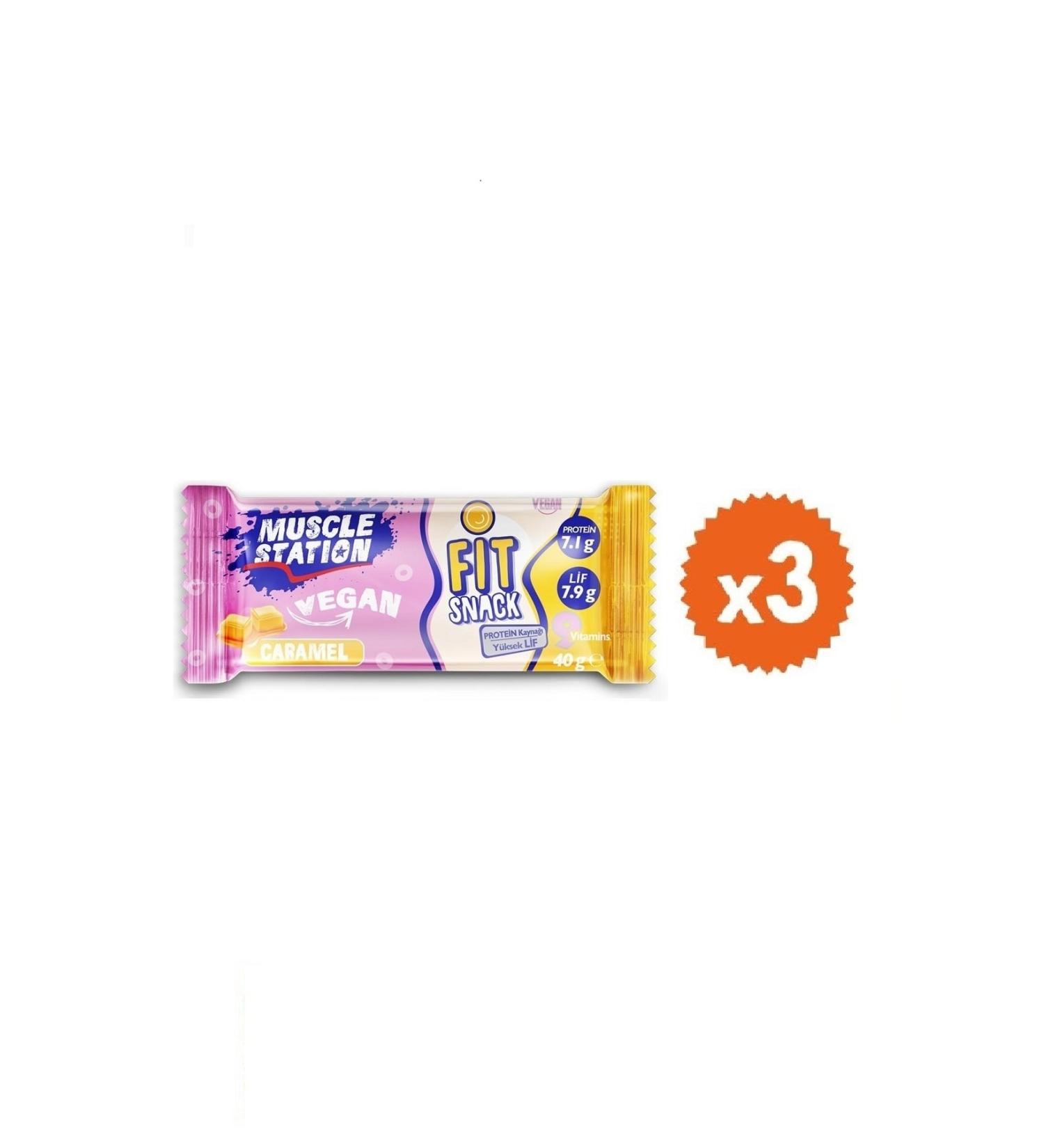 Muscle Station Fit Snack Vegan Caramel Bar 40g 3 Pieces