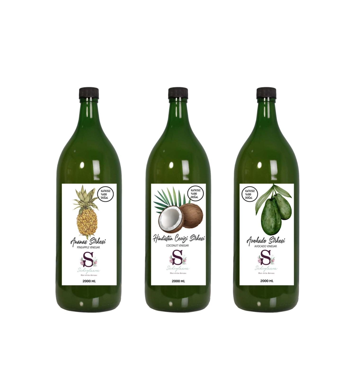 Suheylaana Natural Pineapple Vinegar 2000 ml - Natural Coconut Vinegar and Avocado Vinegar 2000 ml