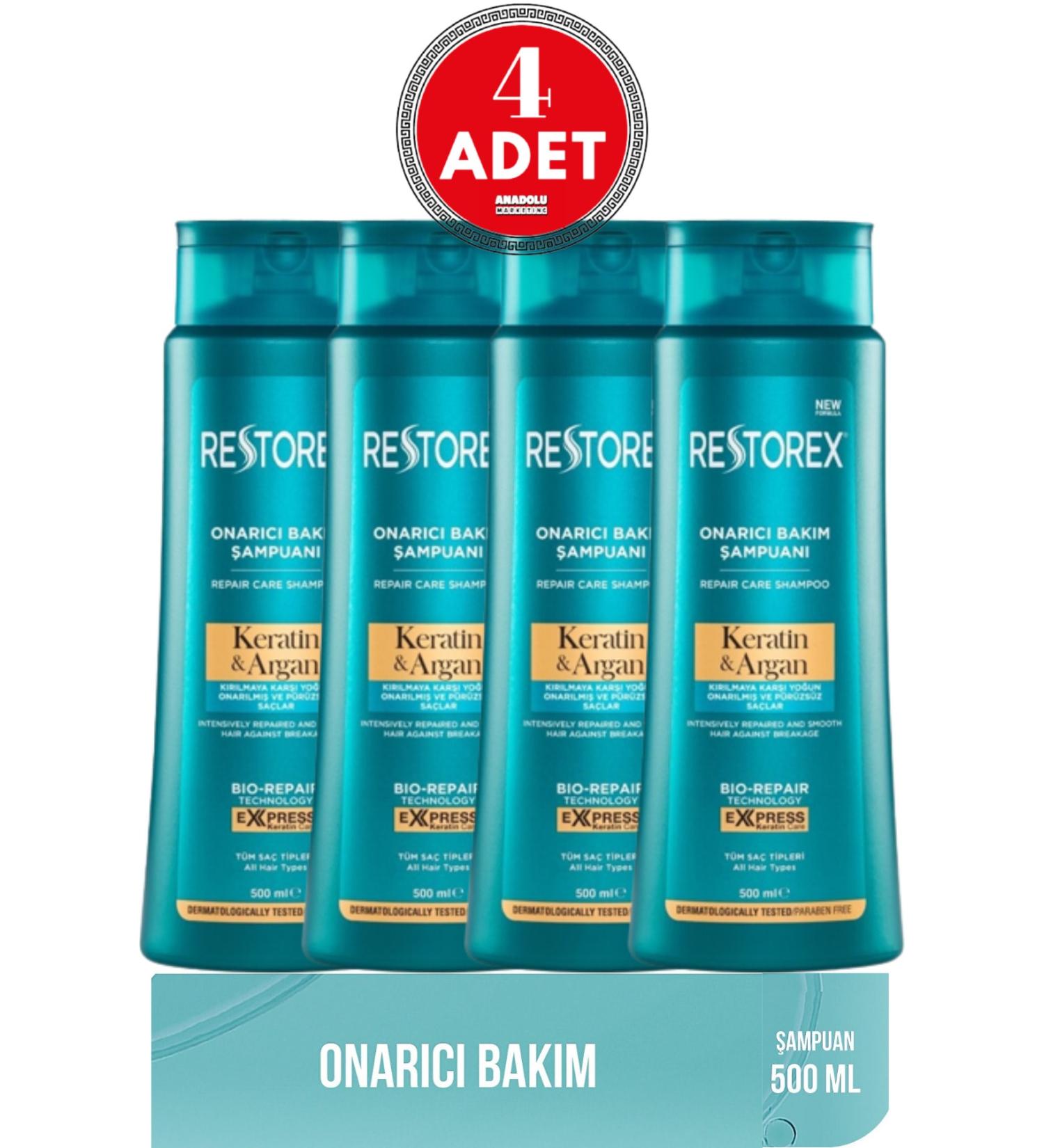 Restorex Keratin & Argan Shampoo 500 Ml 4 Pieces - Buy Online on GoSupps.com
