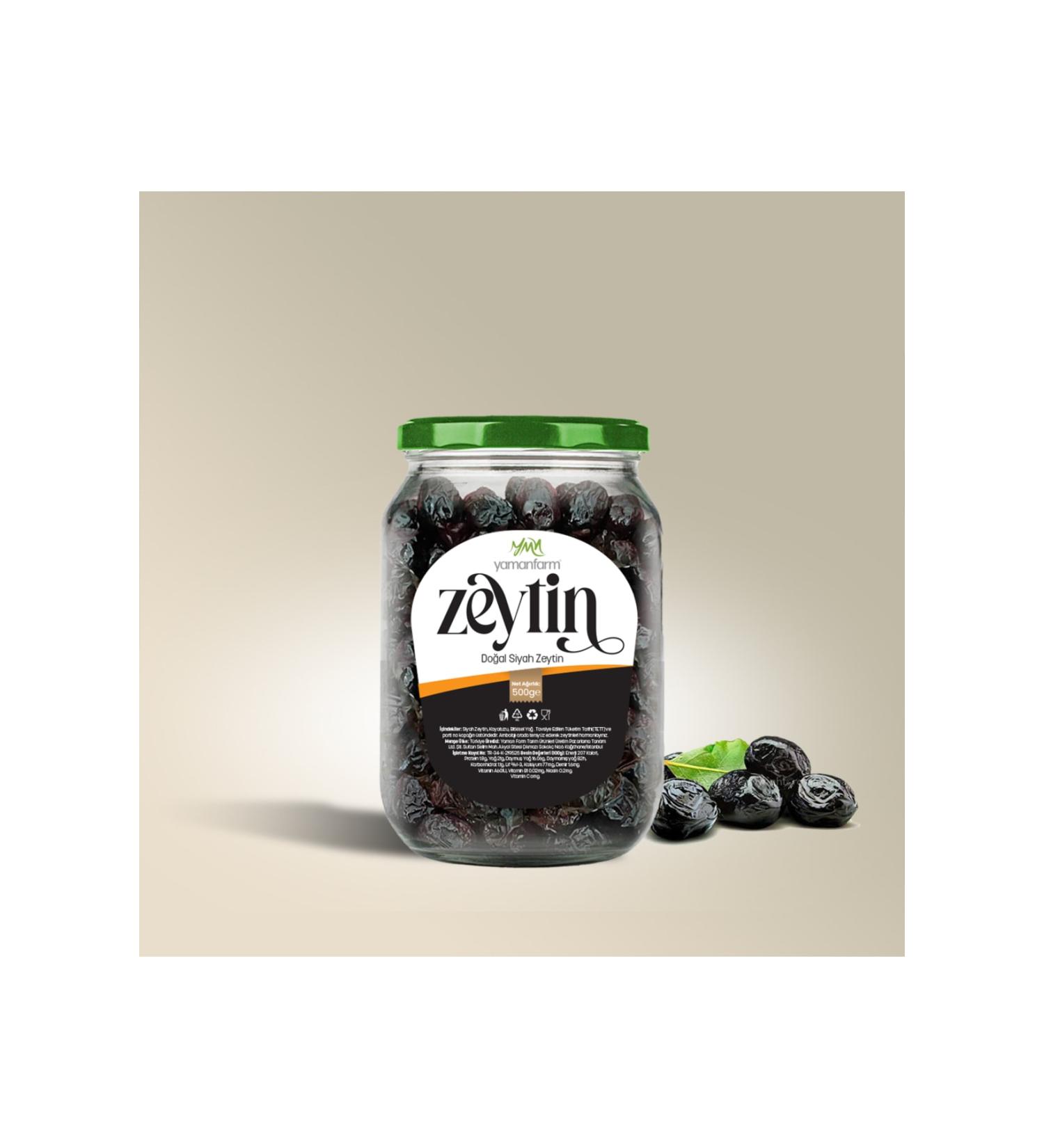 Yaman Farm Natural Black Olives 500 Gr