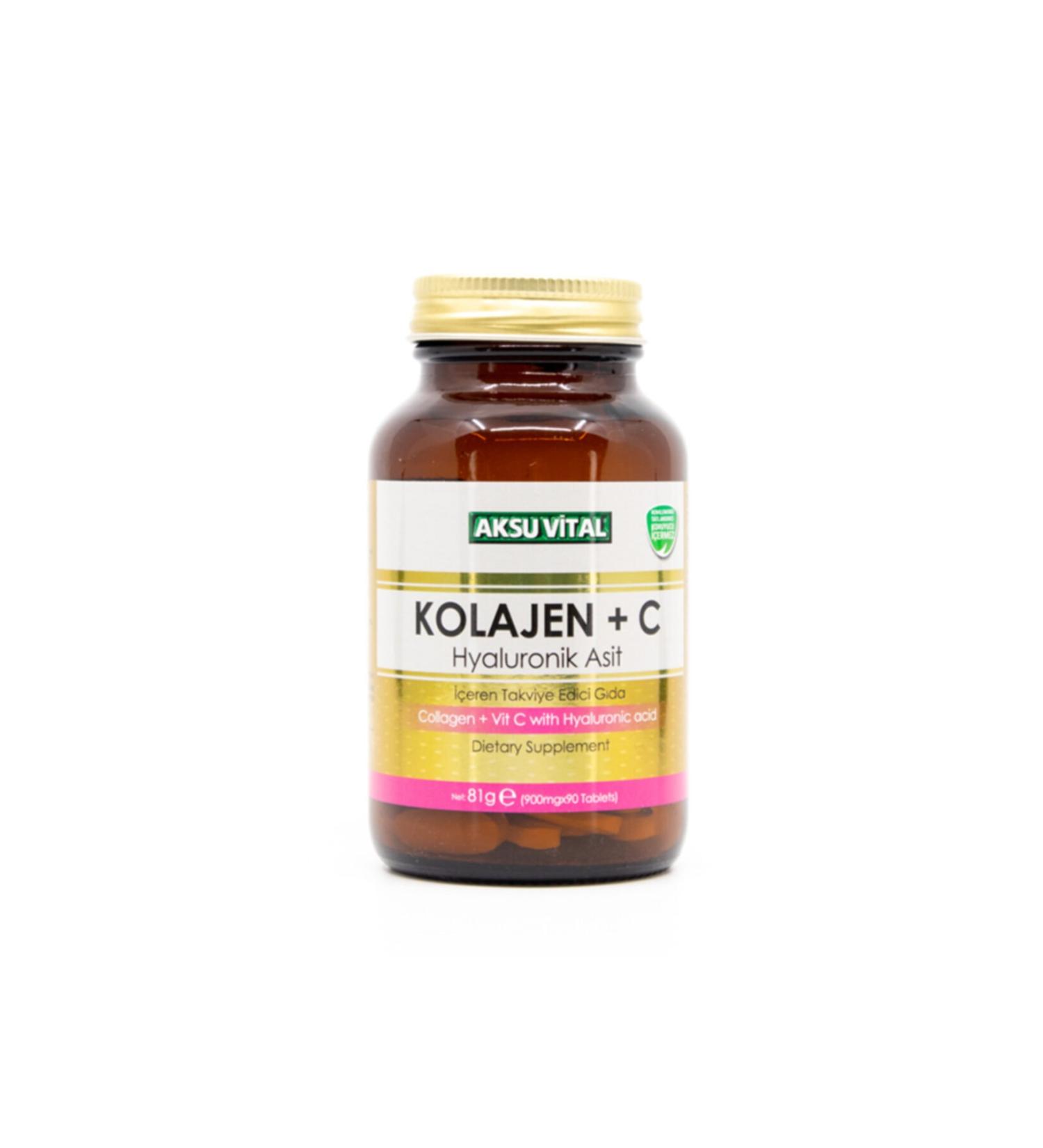 Aksu Vital Aksuvital Collagen + Vitamin C & Hyaluronic Acid 90 Tablets