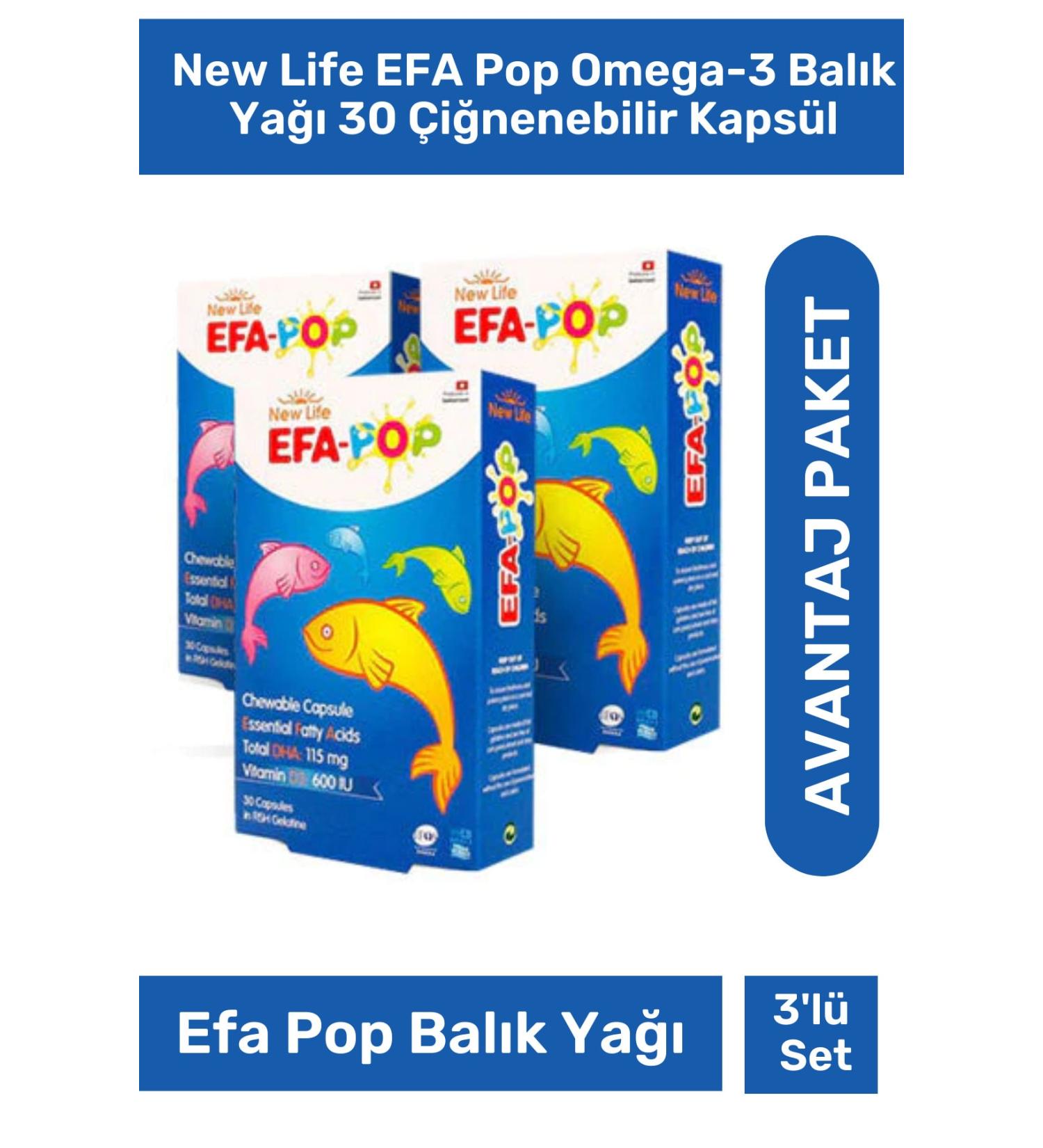 New Life Efa Pop Omega-3 Fish Oil 30 Chewable Capsules 3 Pack