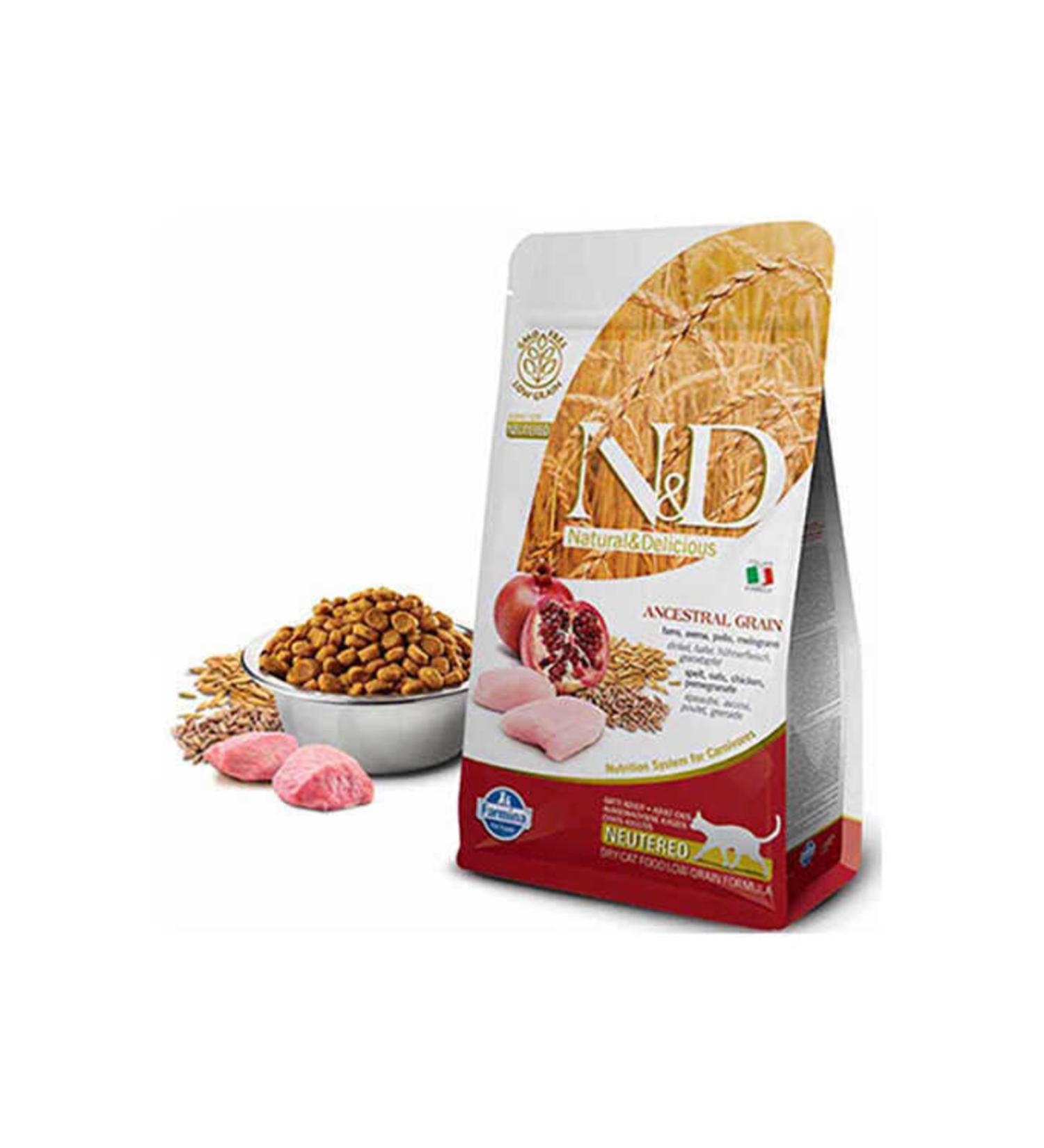 N & D Ancestral Grain Chicken and Pomegranate Low Grain Sterilized Cat Food 5 Kg - Farmapets