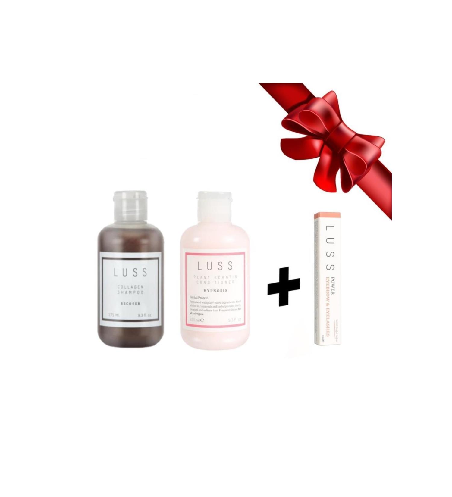 LUSS Collagen Shampoo Anti-Hair Loss and Plant Keratin Mask 2-Piece Set + Eyebrow Eyelash Serum Gift