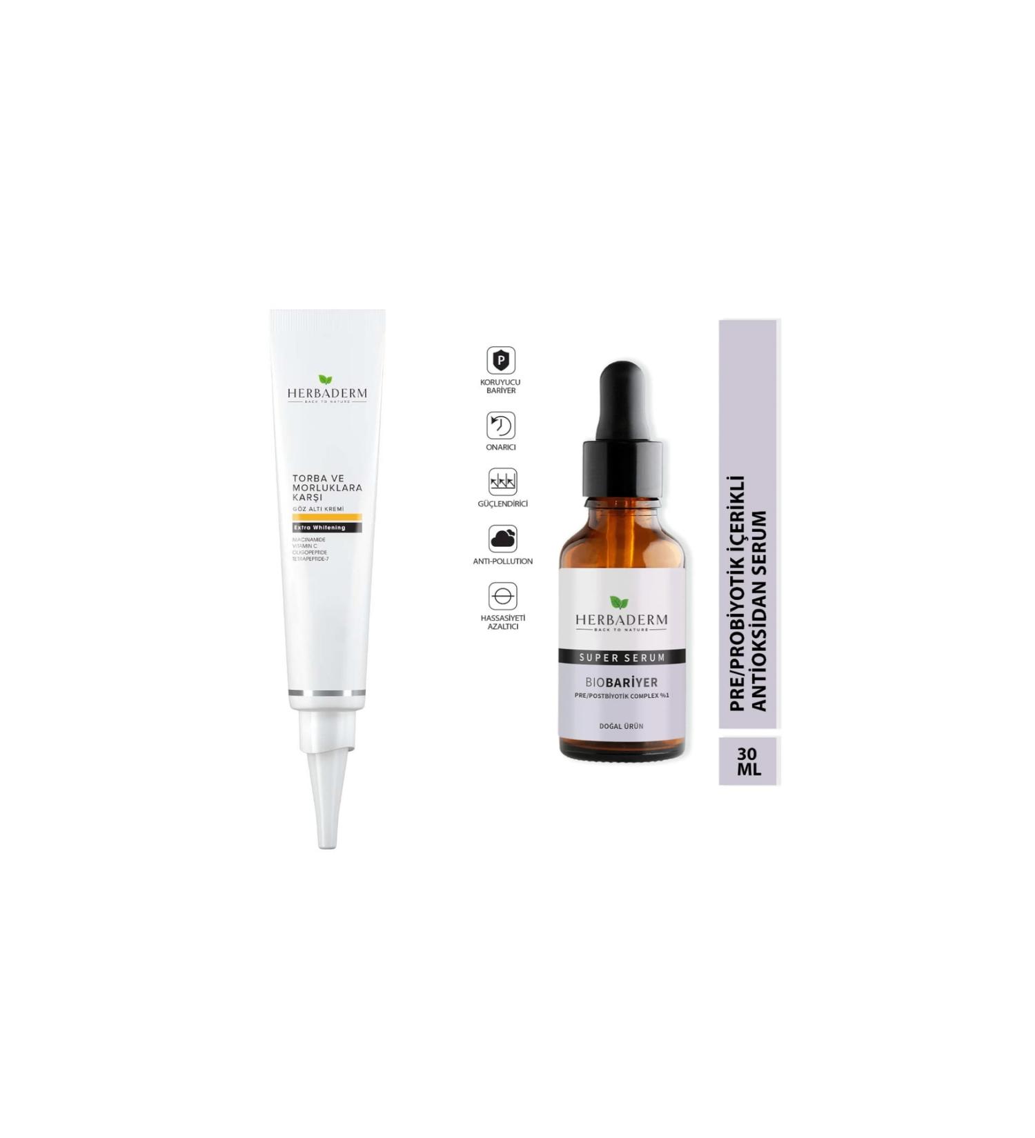 Herbaderm Under Eye Cream Against Bags and Dark Circles 15 Ml + Superserum Bio Barrier 30 Ml - Buy Online on GoSupps.com