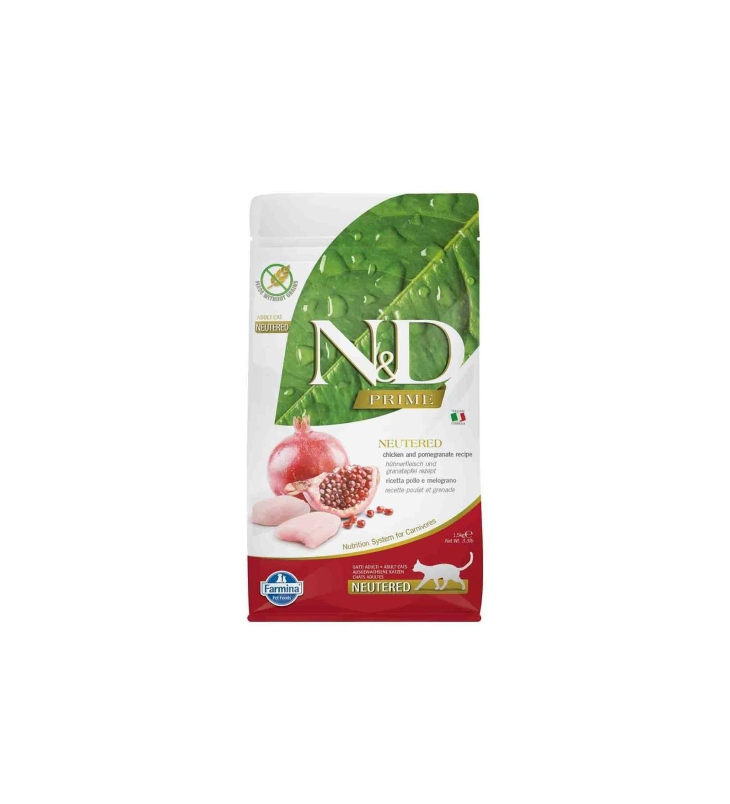 N & D Nd Prime Grain-Free Chicken Pomegranate Sterilized Cat Food 1.5 Kg