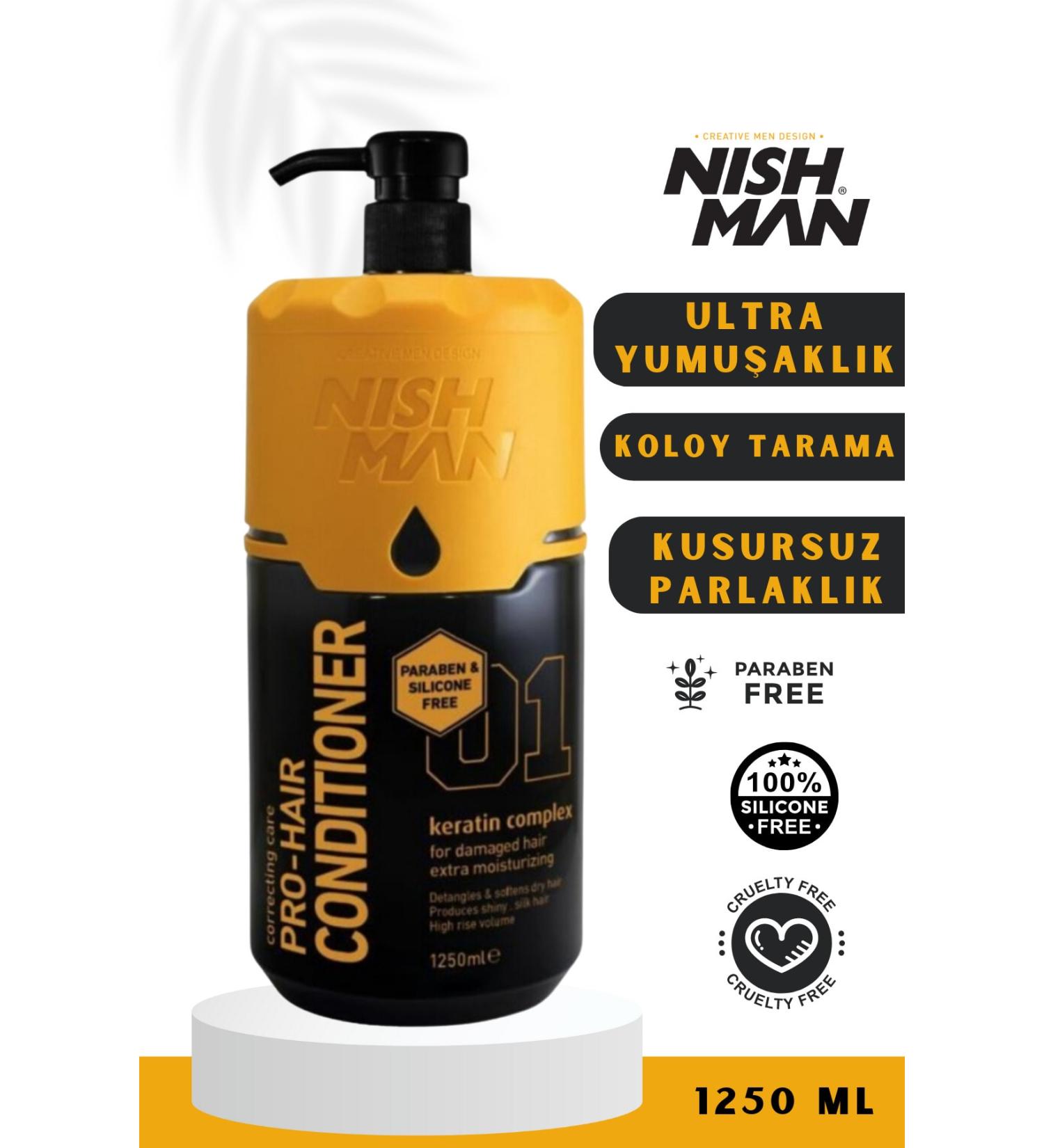NISHMAN 01 Keratin Hair Conditioner Silicone and Paraben Free / For All Hair Types 1250 ml