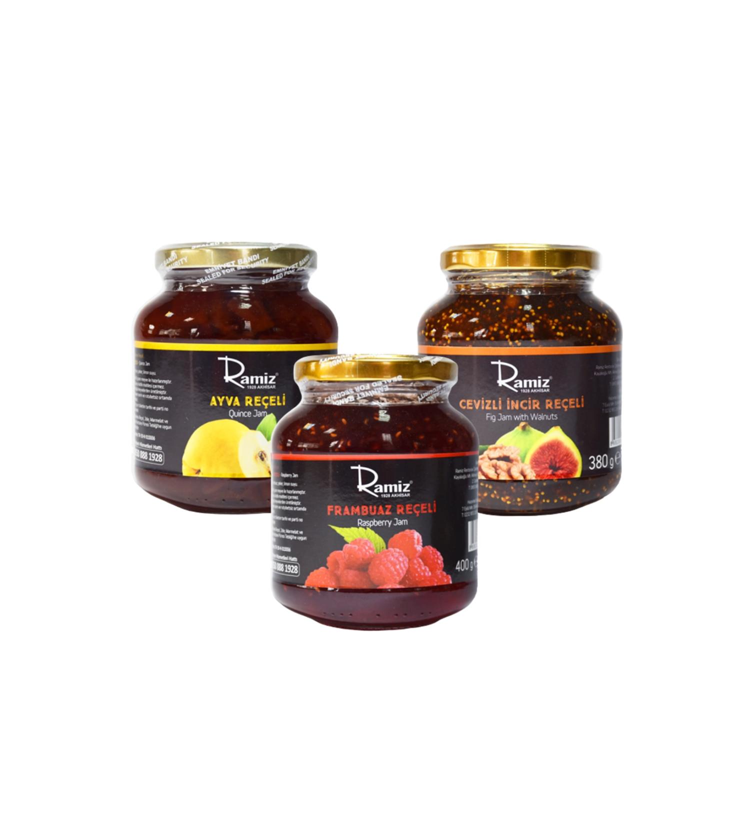 Ramiz 3 Types of Natural Jam Without Additives (Fig with Walnut - Quince - Raspberry)