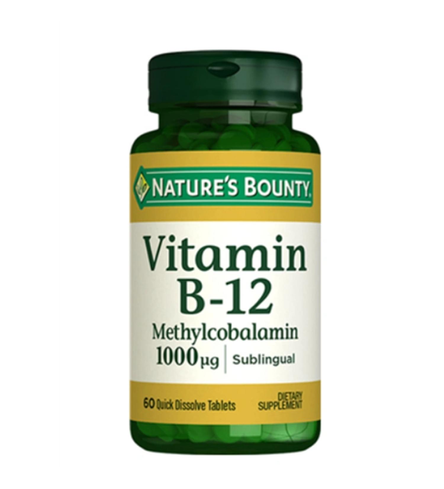 Natures Bounty Vitamin B-12 Methylcobalamin 1000 Mcg Food Supplement 60 Tablets