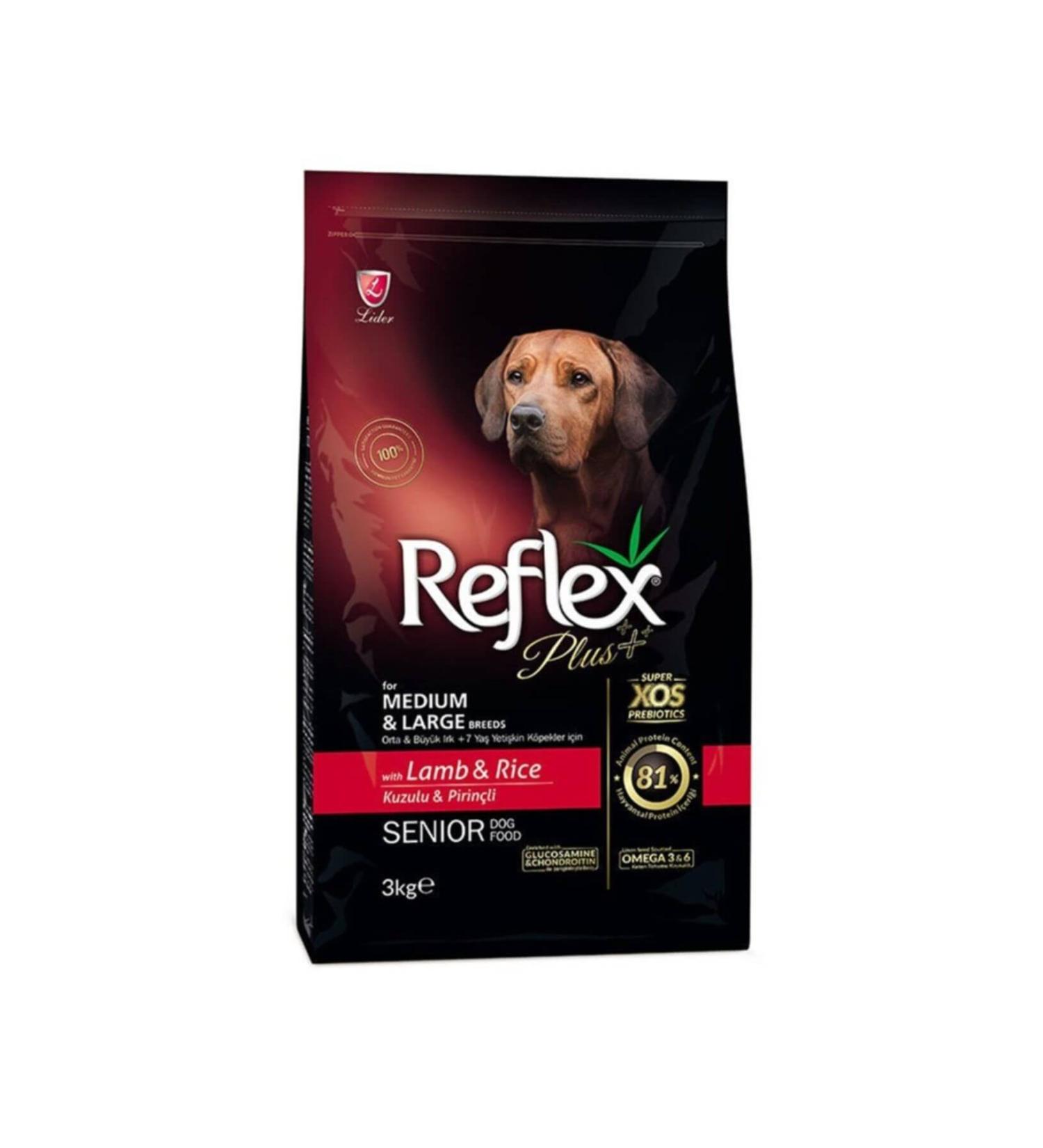 Reflex Plus Medium and Large Breed +7 Years Old Lamb Meat Dog Food 3 Kg