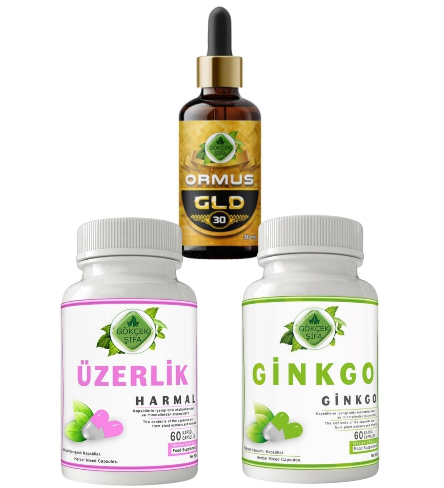 Gokcek Healing Ormus GLD + Ginkgo Capsule + Harmal Capsule Iq Set