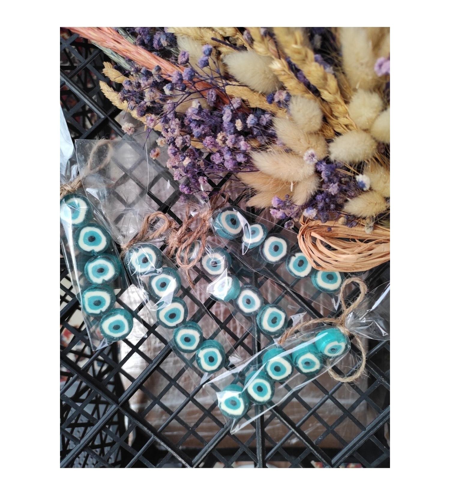 SEKERC YA AR Blue Evil Eye Bead Finger Lolly 50 Pieces